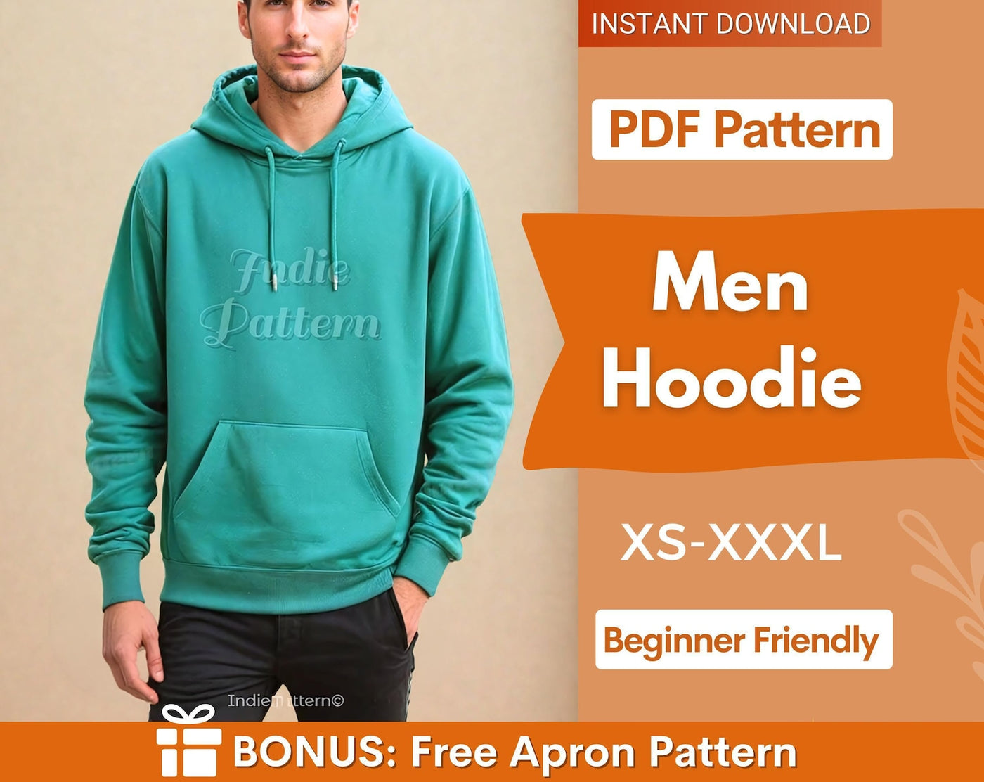 Men Hoodie Pattern, Hoodie Pattern for Men, XS- XXXL, Sweatshirt Pattern, Men Sewing Pattern, Loungewear Pattern, Patterns