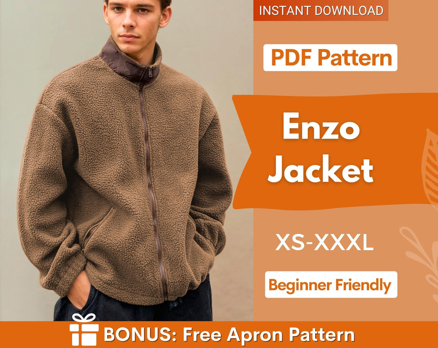 Men Jacket Sewing Pattern, Jacket Pattern, Men Sewing Pattern, Zip Up Jacket Men, Men Pattern, Coat Pattern, Teddy Jacket