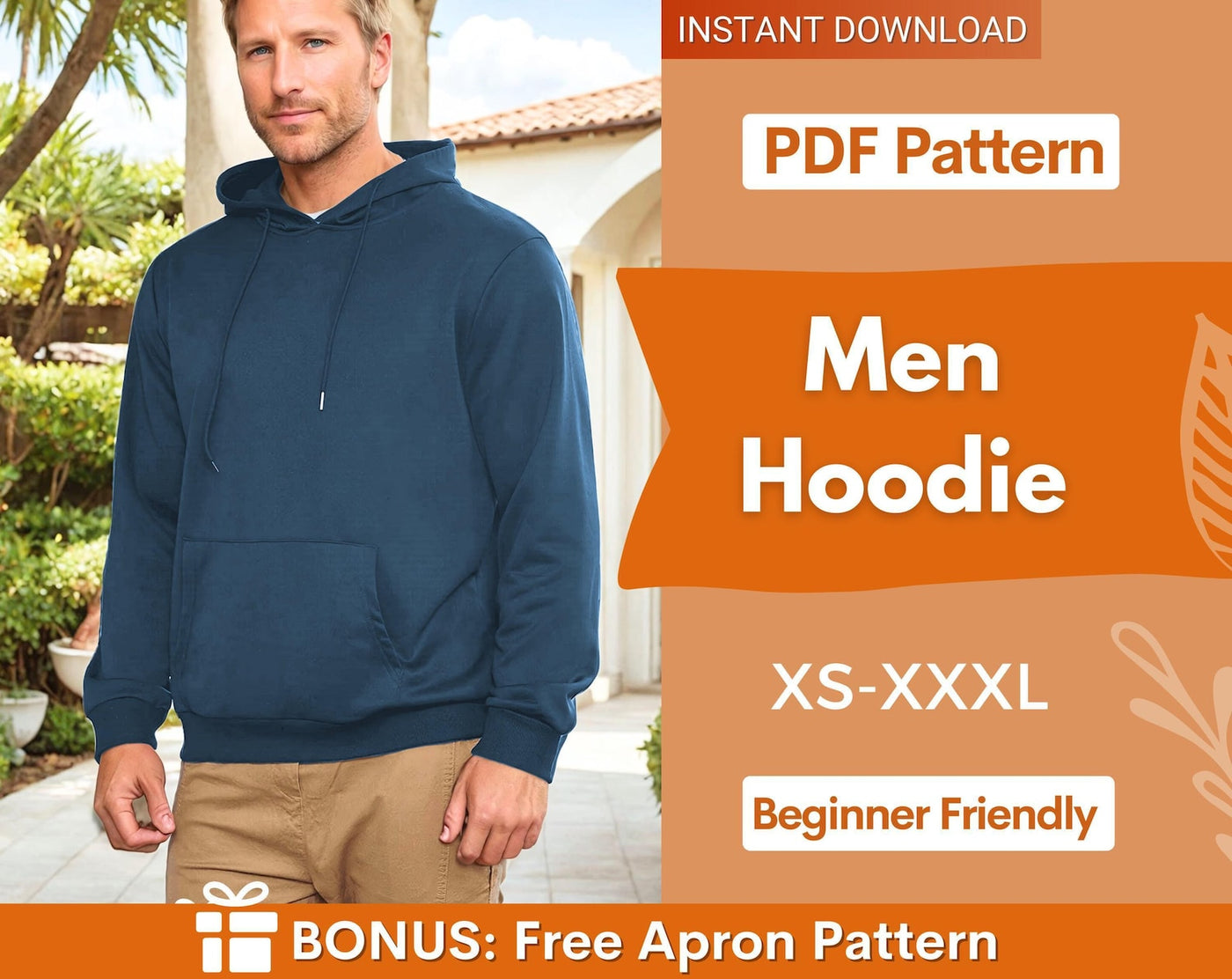 Men Hoodie Pattern, Hoodie Pattern for Men, XS- XXXL, Sweatshirt Pattern, Men Sewing Pattern, Loungewear Pattern, Patterns