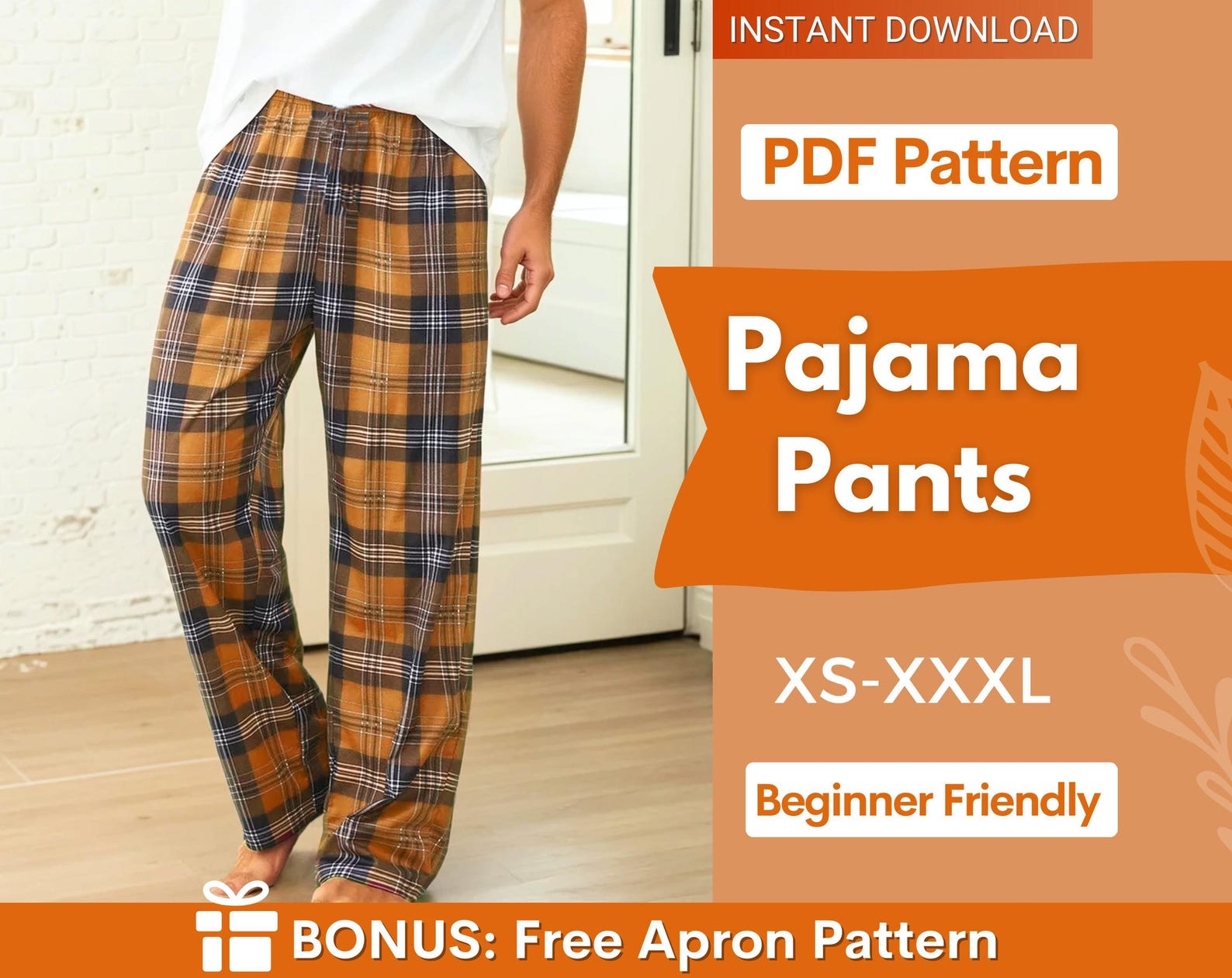 Men Pajama Pants Pattern, Pajama Pattern, PJ Pants pattern, Lounge Pants Sewing Pattern PDF, Sewing Pattern for Men, Men