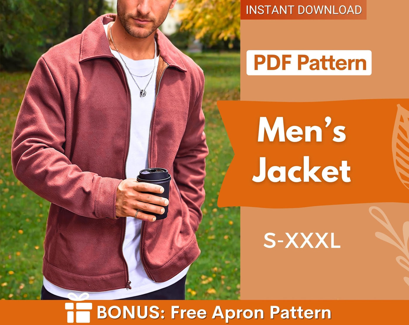 Jacket Pattern | Sewing Patterns for Men | Men Patterns | Jacket Pattern Men | Men Jacket | Zipper Jacket Men | Men Sewing