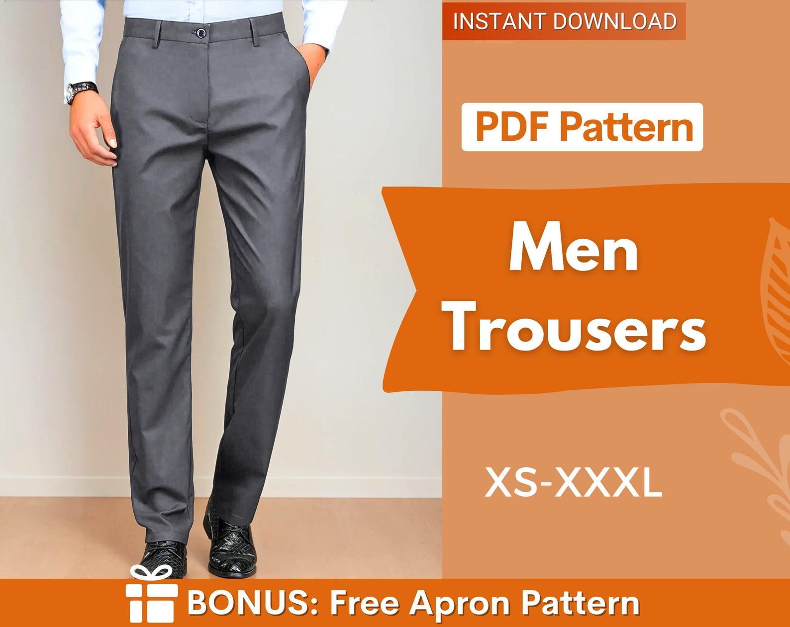 Men Pants Sewing Pattern | Men Trousers Pattern | Sewing Pattern for Men, Pants for men, Men's Sewing Pattern, Straight Leg