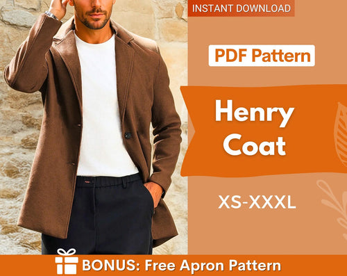 Coat Sewing Pattern for Men | Jacket Sewing Pattern Men | Coat Pattern | Men Jacket Sewing Pattern | Men's Sewing Pattern |