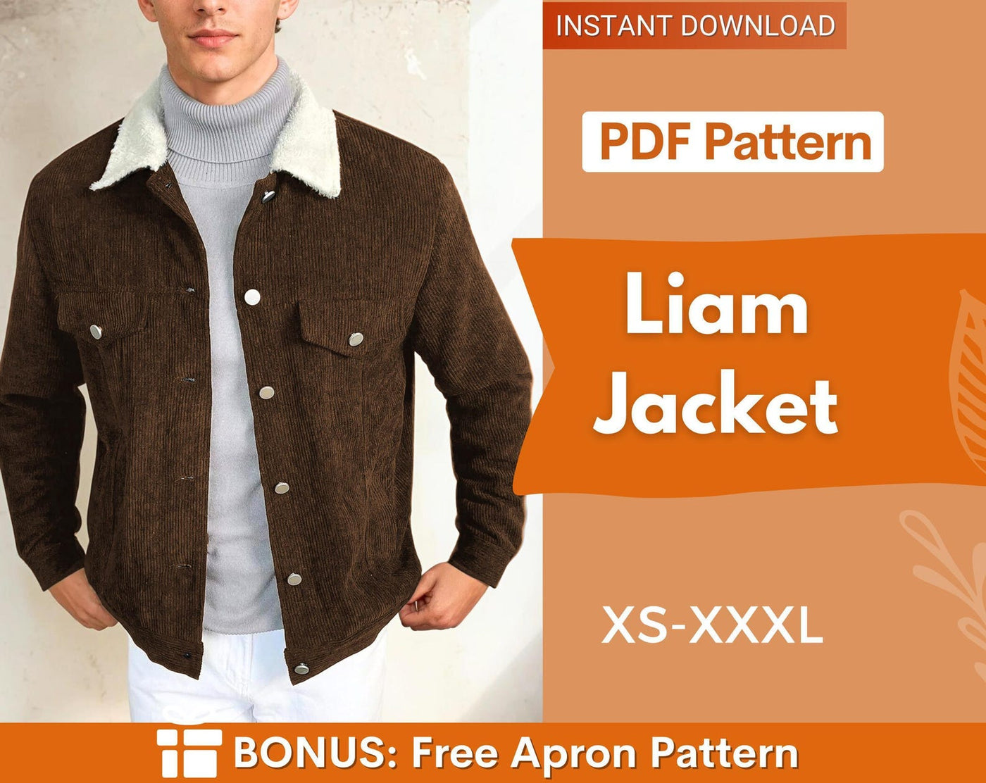 Men Jacket Pattern, Jacket Sewing Pattern for Men, Men Sewing Pattern, Pattern Men, Sewing Pattern Jacket Coat Men, Men