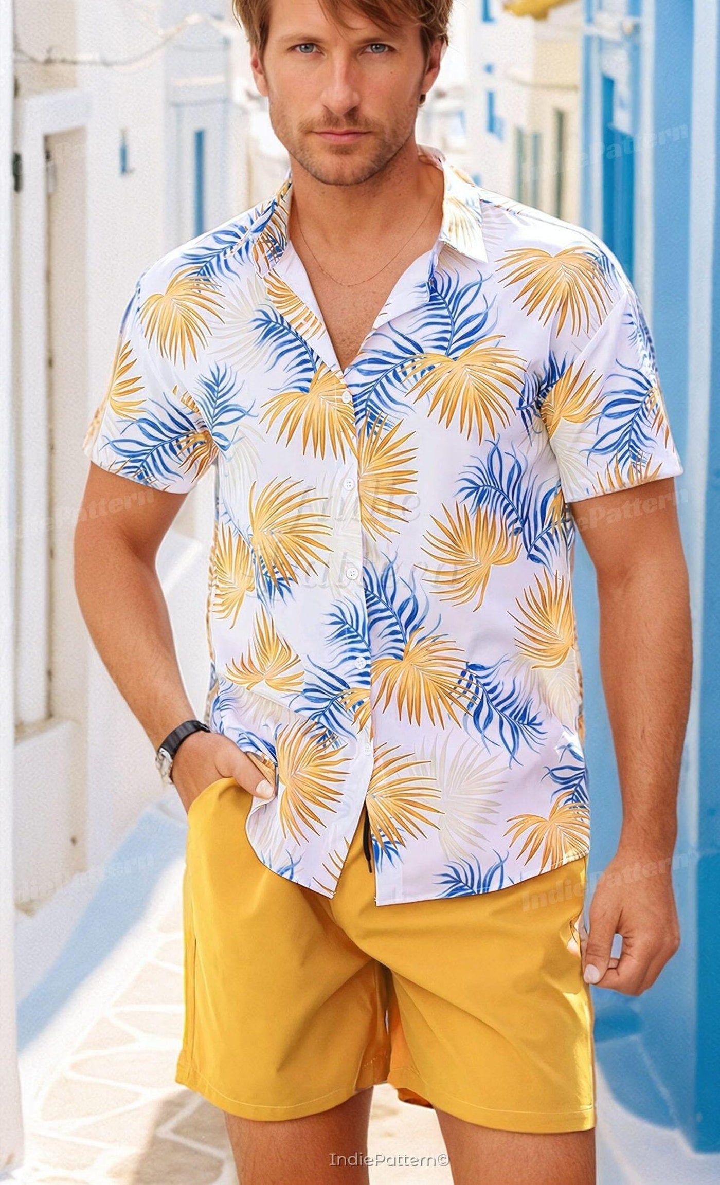 Hawaiian Shirt + Shorts Sewing Pattern, Men Short's Pattern, Men Swimwear Pattern, Aloha Shirt Pattern Men, Shirt Pattern Men