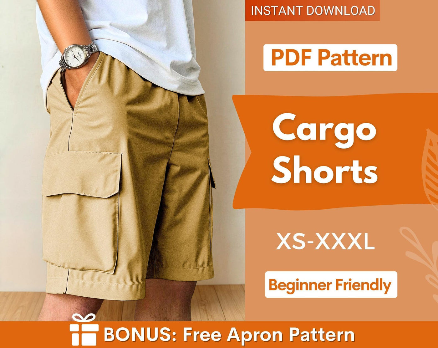 Cargo Shorts Pattern for Men | Men Sewing Pattern | Shorts Pattern Men | Sewing Pattern for Men | Cargo Shorts Sewing