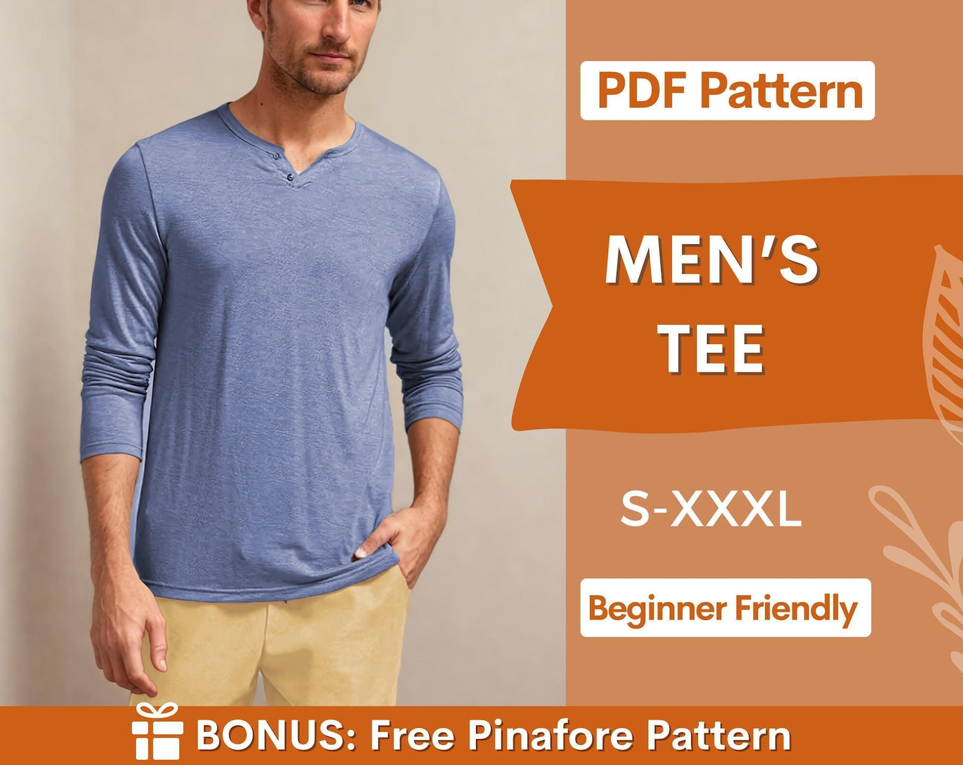 Sewing Pattern for Men PDF | Instant Download | Tee Sewing Pattern Men | TShirt Pattern for Men | Men Shirt Sewing Pattern |