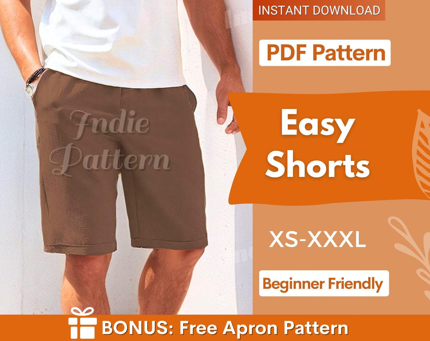 Shorts Pattern for Men | Men Sewing Pattern | Elastic Waistband Shorts Men PATTERN | Sewing Pattern Shorts Men | Shorts