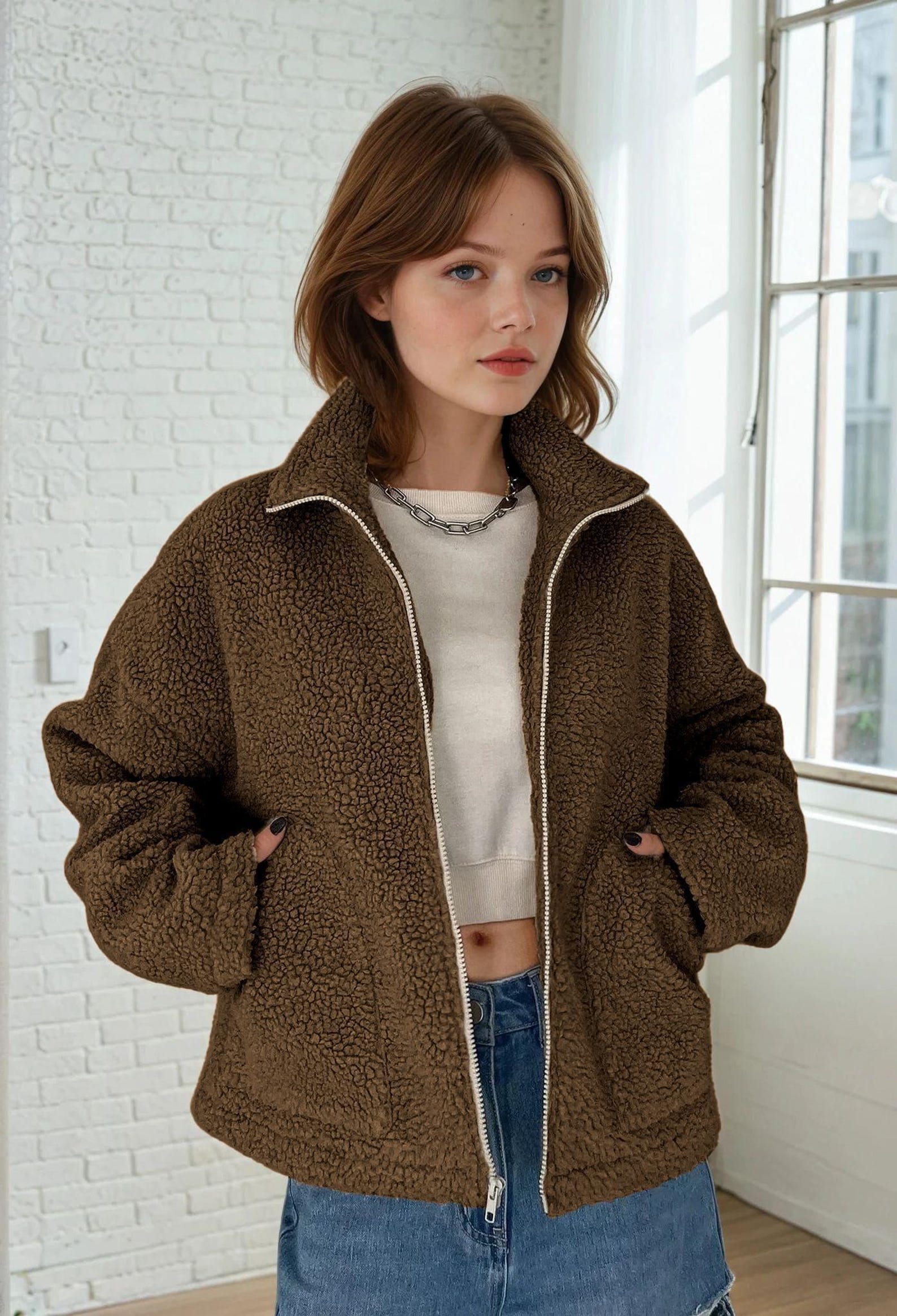 Jacket Sewing Pattern, Women Sewing Pattern, Teddy Jacket with Lining, Zip Up Jacket, Beginner Sewing Pattern, Sewing Pattern