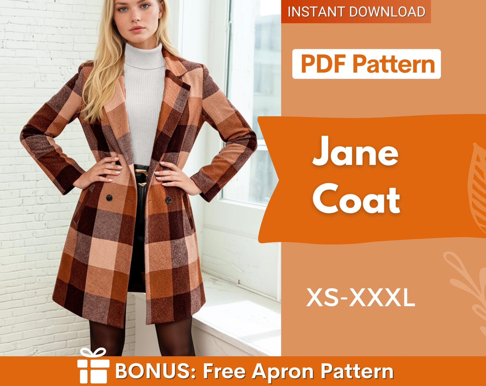 Coat Sewing Pattern with Lining | Winter Coat Pattern | Long Coat Pattern | Jacket Sewing Pattern, Women Sewing Pattern
