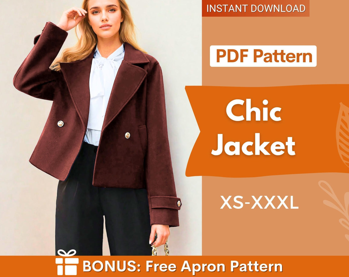 Jacket Sewing Pattern | Women Pattern | Coat Pattern | Winter Jacket Coat Sewing Pattern for Women | Blazer Pattern | Short