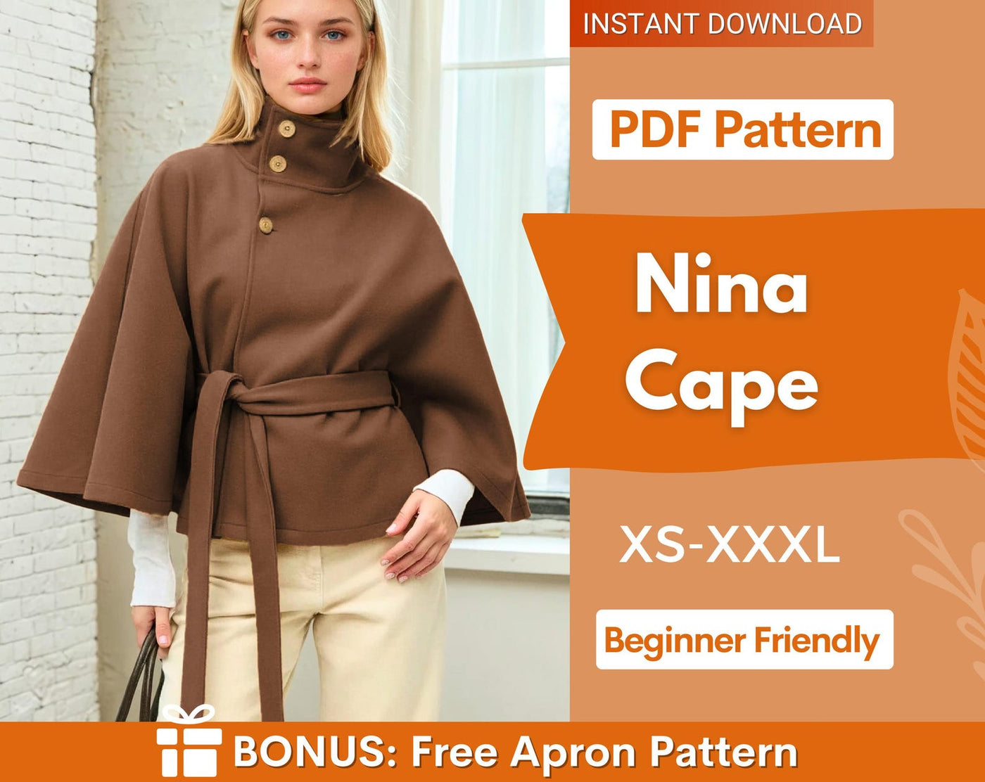 Cape Jacket Sewing Pattern, Women Sewing Pattern, Cape Pattern, Jacket Pattern, Cape Coat Pattern, Cloak Sewing Pattern
