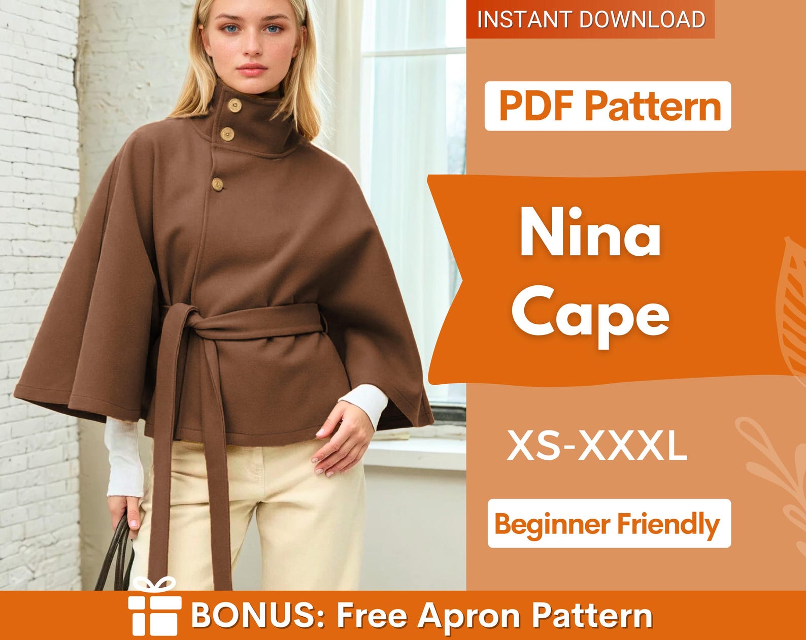 Cape Jacket Sewing Pattern, Women Sewing Pattern, Cape Pattern, Jacket Pattern, Cape Coat Pattern, Cloak Sewing Pattern