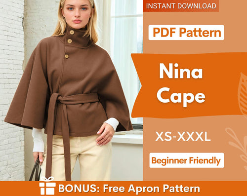 Cape Jacket Sewing Pattern, Women Sewing Pattern, Cape Pattern, Jacket Pattern, Cape Coat Pattern, Cloak Sewing Pattern