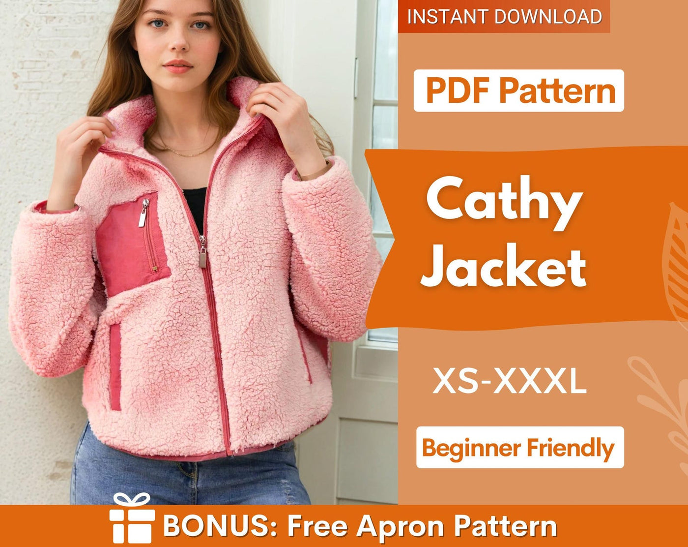 Jacket Sewing Pattern for Women, Women Sewing Pattern, Teddy Jacket, Zip Up Jacket, Beginner Sewing Pattern, Sewing Pattern