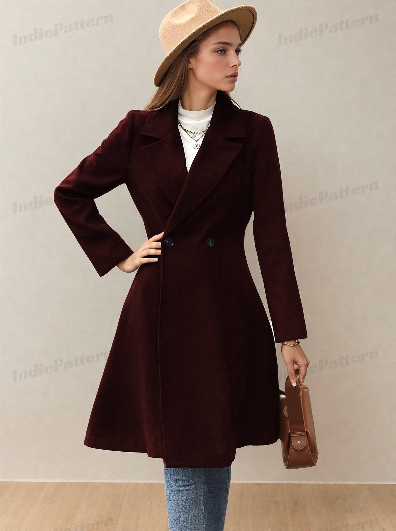 Winter Coat Sewing Pattern Women PDF | Coat Pattern | Long Coat PDF Pattern | Jacket Sewing Pattern | Women Sewing Pattern