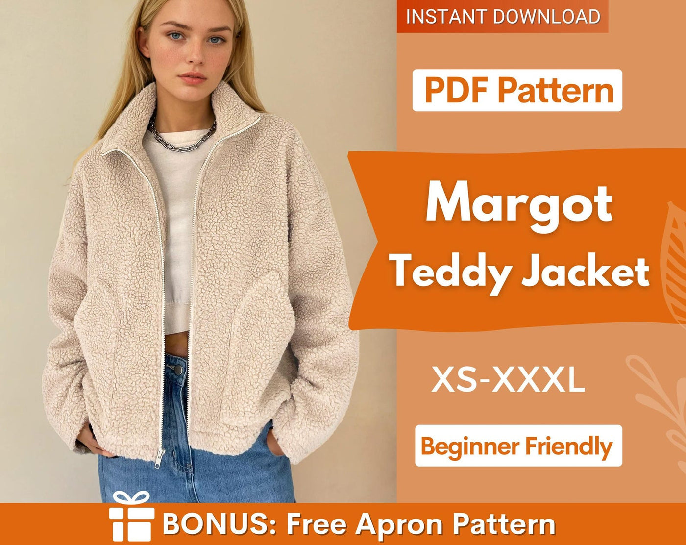 Jacket Pattern for Women, Women Sewing Pattern, Jacket Sewing Pattern with Lining, Zip Up Jacket,Beginner Sewing