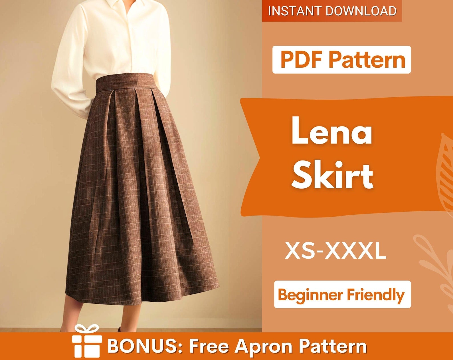 Skirt Sewing Pattern | Skirt Pattern | Women Pattern Skirt | Sewing Patterns | Pleated Skirt Pattern | Vintage Skirt Pattern