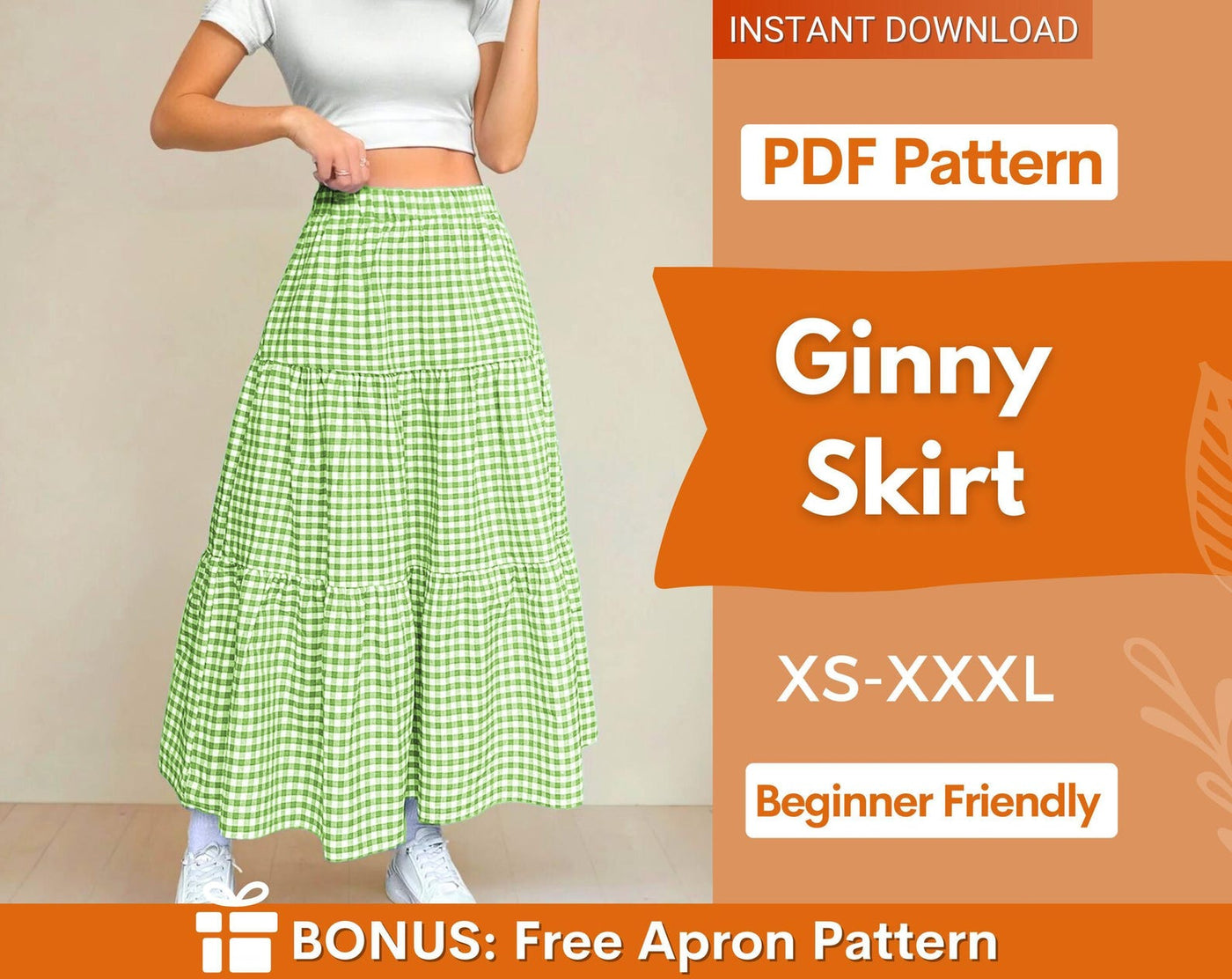 Tiered Maxi Skirt Sewing Pattern | Skirt Pattern | Women Skirt Pattern | Sewing Patterns | Women Sewing Pattern, Long Skirt