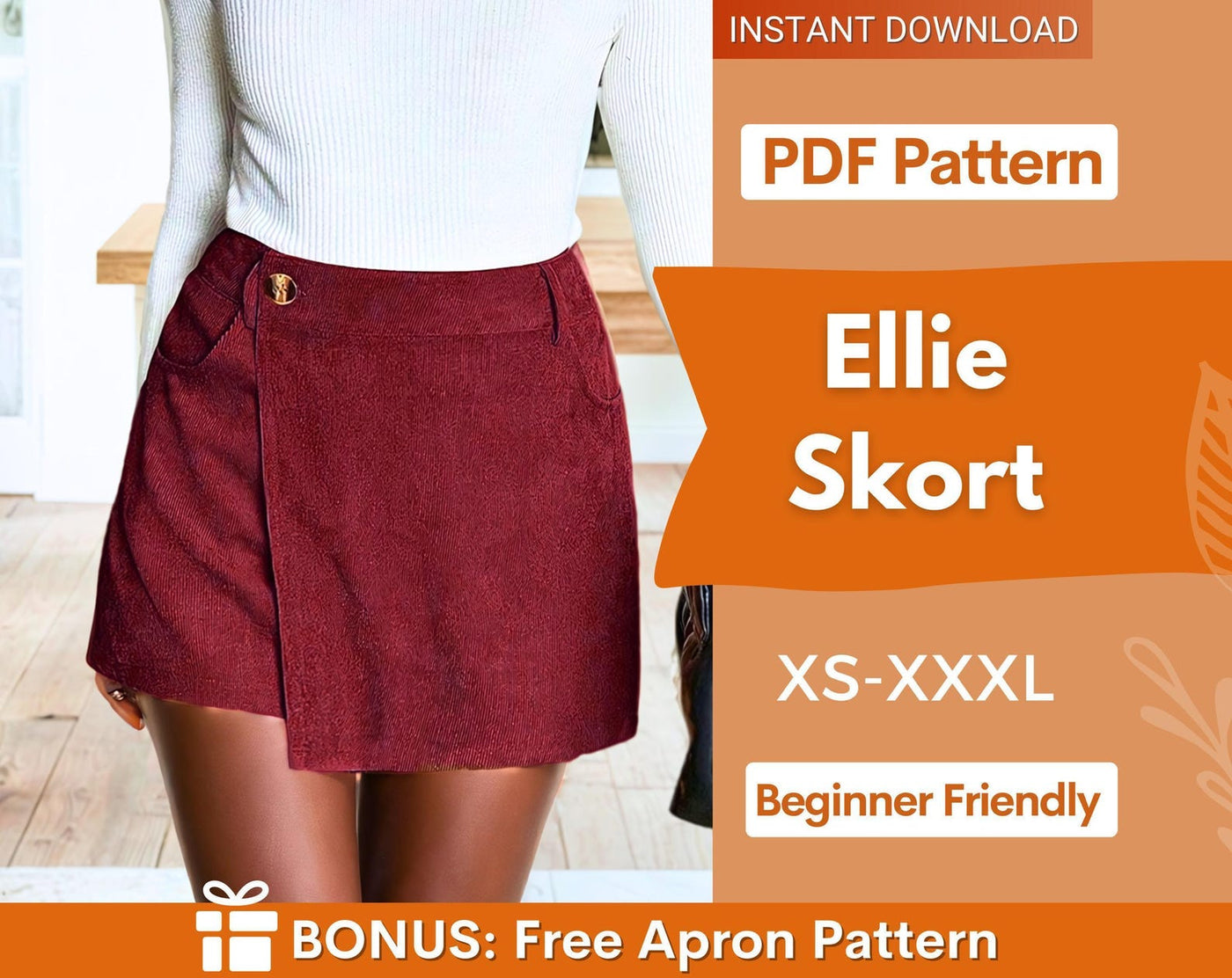 Skort Sewing Pattern | Skirt Shorts Pattern | Mini Skirt Sewing Pattern | Shorts Pattern | Womens Skirt | Sewing Patterns |