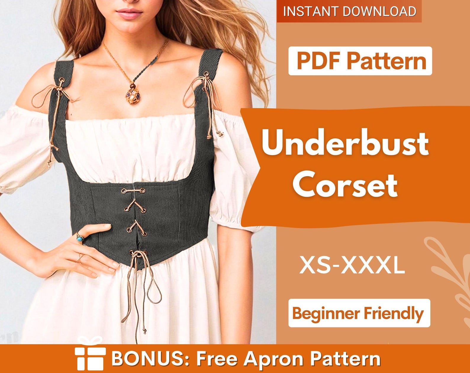 Underbust Corset Pattern | Corset Top Pattern | Sewing Patterns | Women Sewing Pattern | Corset Belt, Corset Sewing Pattern