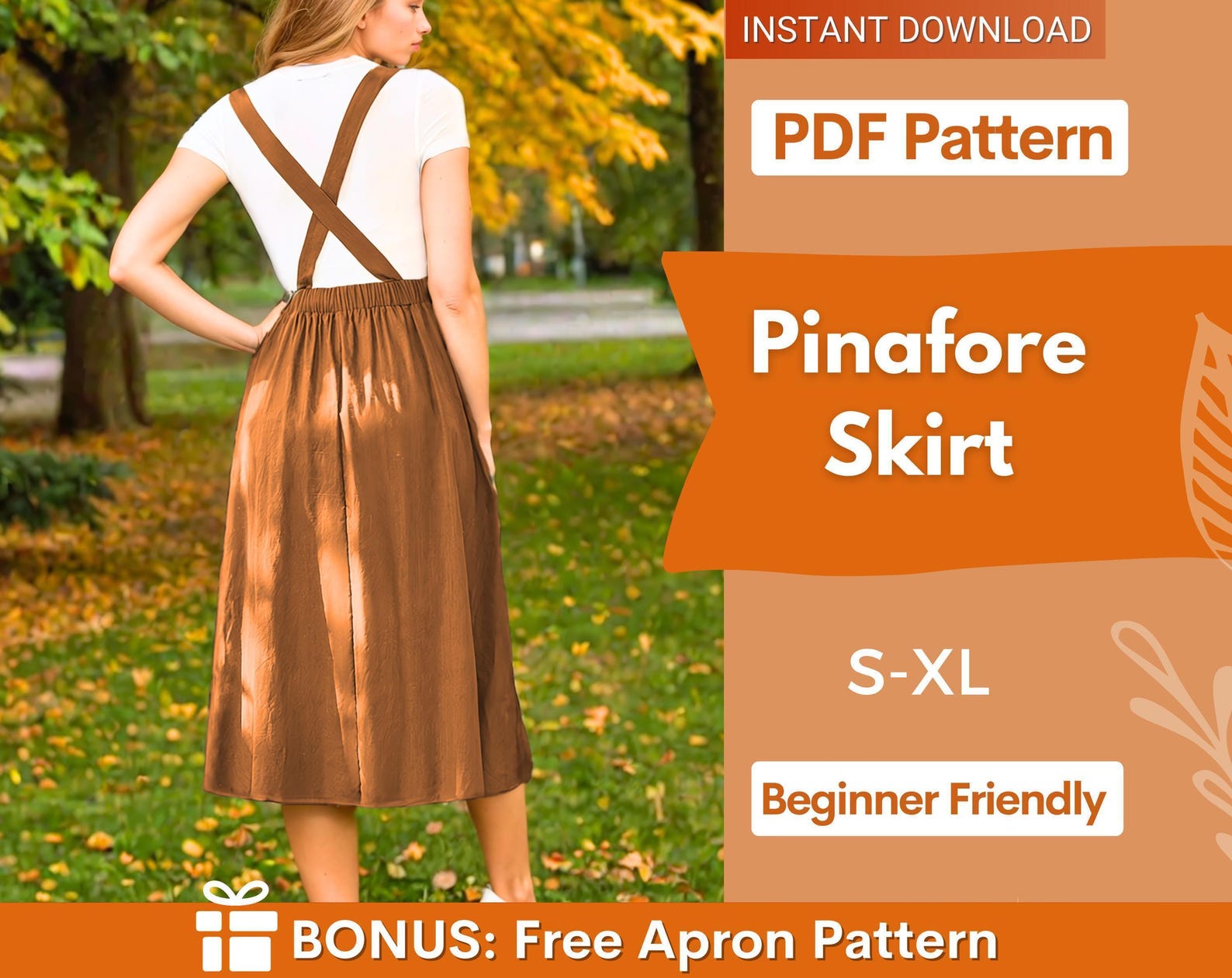 Pinafore Skirt Sewing Pattern for Women PDF | S-XL | Skirt Pattern | Suspender skirt pdf pattern, pinafore pattern, Easy
