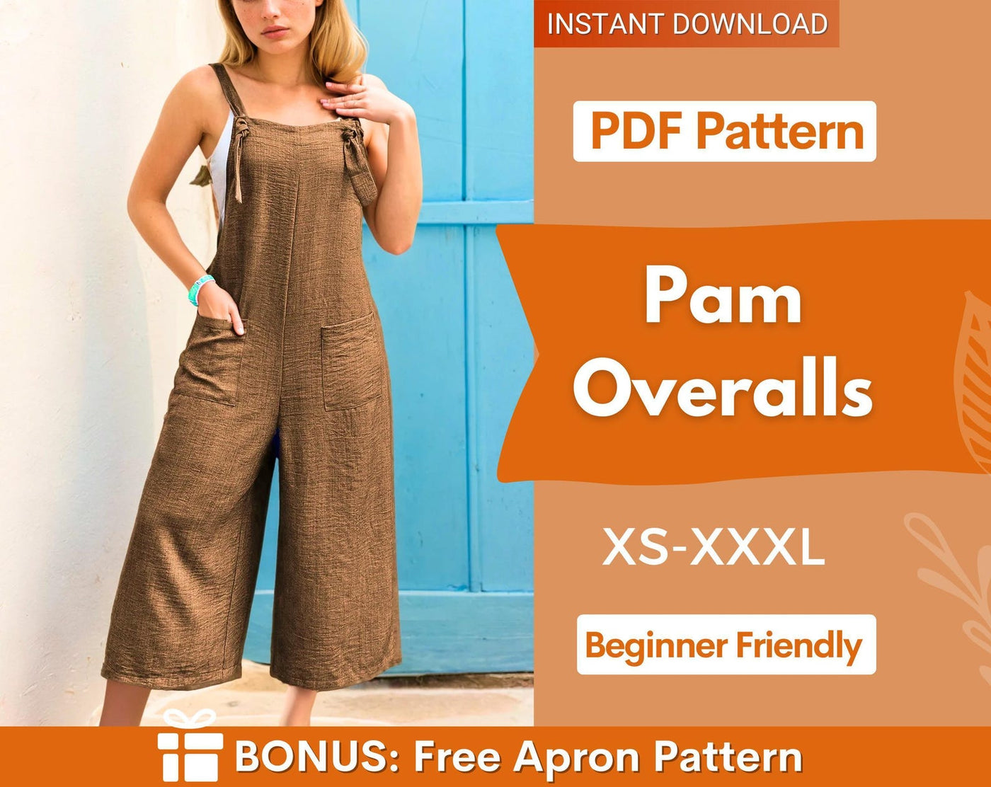 Overalls Sewing Pattern, Jumpsuit Pattern, Meadow Overalls, Women Sewing Pattern, Beginner Women Pattern Overalls Jumpsuit