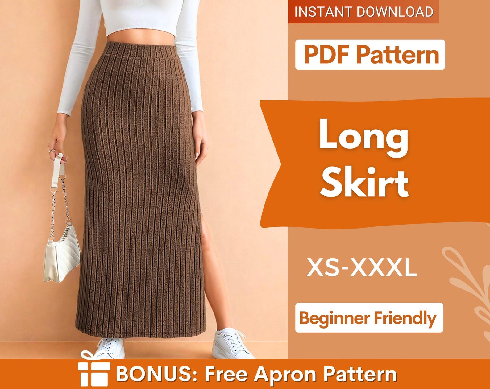 Slit Skirt Sewing Pattern | Skirt Pattern | Women Pattern | Sewing Patterns | Long Skirt Pattern | Maxi Slit Skirt | Fitted