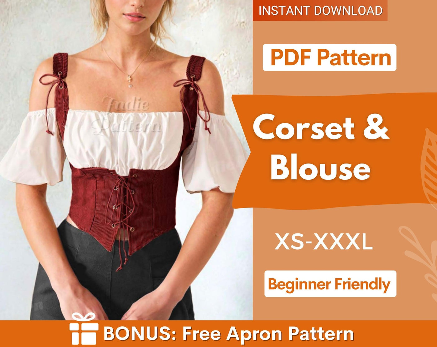 Corset & Blouse Sewing Pattern | Top Pattern | Sewing Patterns | Women Sewing Pattern | Corset Belt | Corset Pattern |