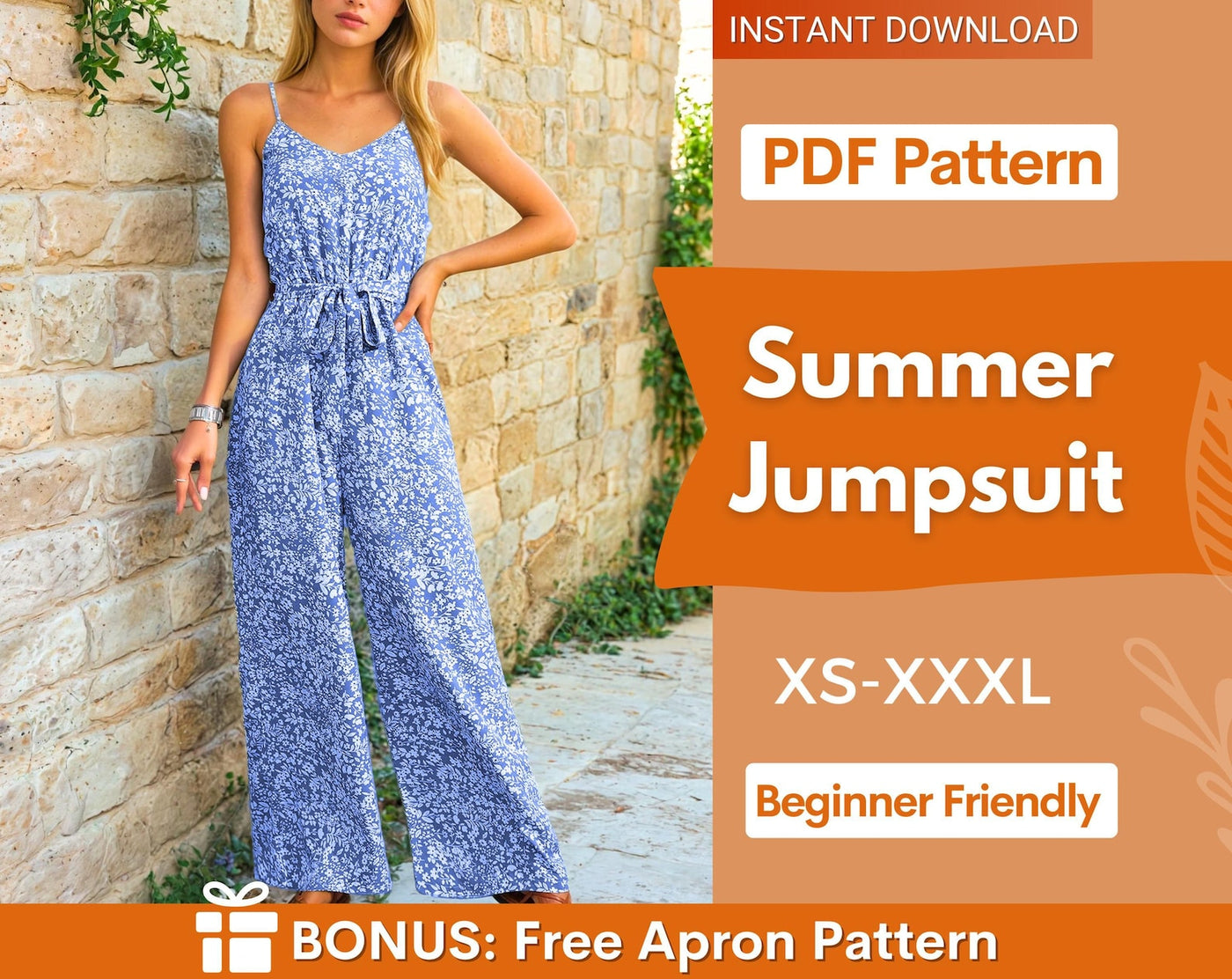 Jumpsuit Sewing Pattern for Women | Overalls Pattern | Womens Jumpsuit Pattern | Sewing Pattern Women | Summer Dress Pattern