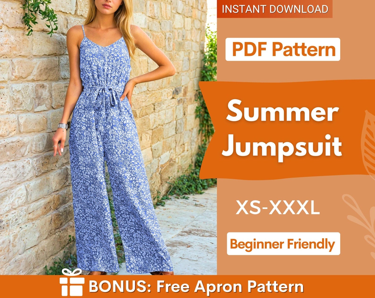 Jumpsuit Sewing Pattern for Women | Overalls Pattern | Womens Jumpsuit Pattern | Sewing Pattern Women | Summer Dress Pattern