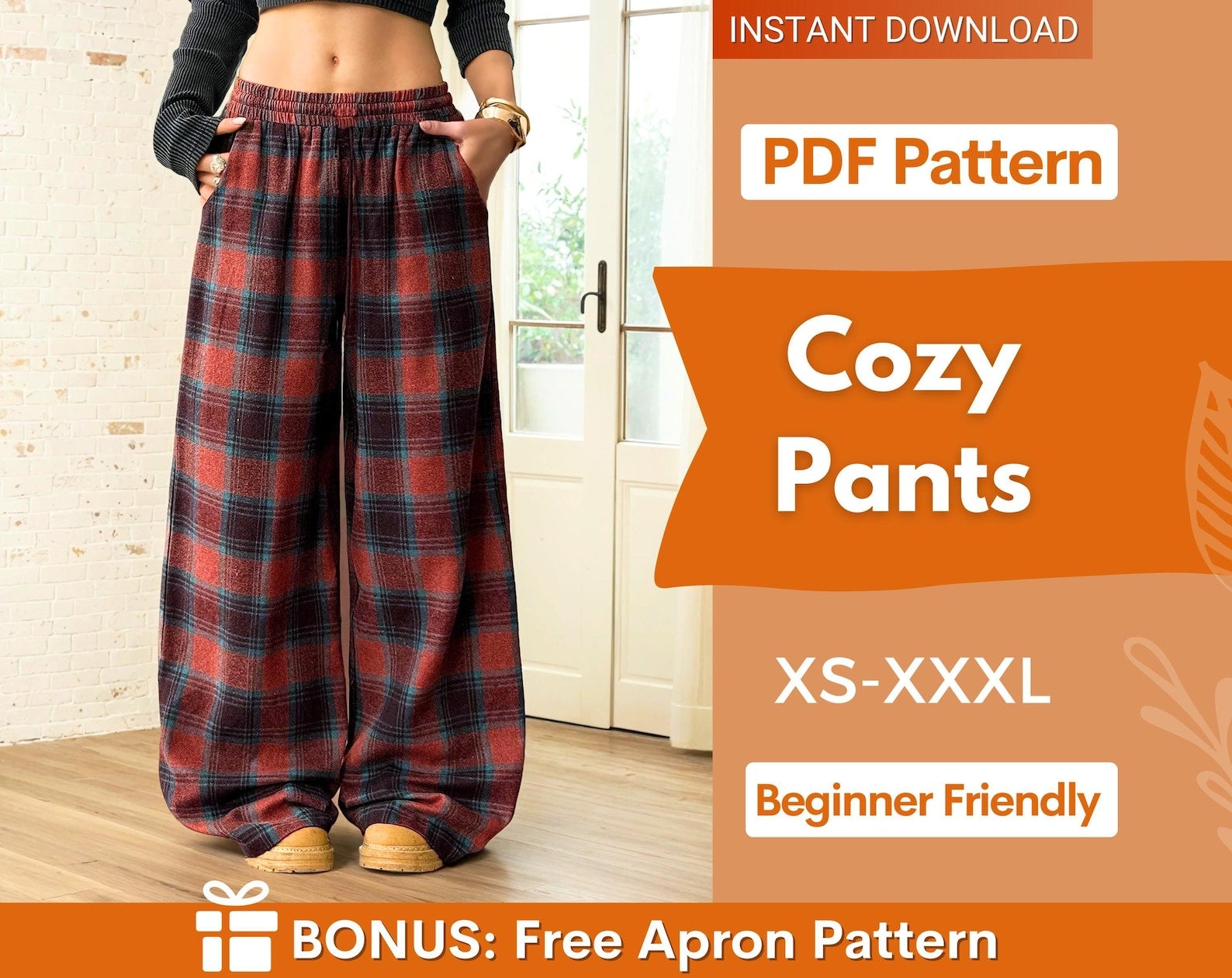Wide Leg Pants with Pockets Sewing Pattern, Women Pants Pattern, Pajama Pants Sewing Pattern, Pyjama Pattern, Oversized Wide