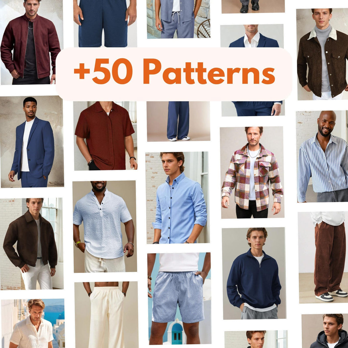 50+ Men Patterns Bundle | Men Sewing Patterns | Men Shorts | Men Jacket | Men Pants | Men Shirt | Patterns for Men | Men