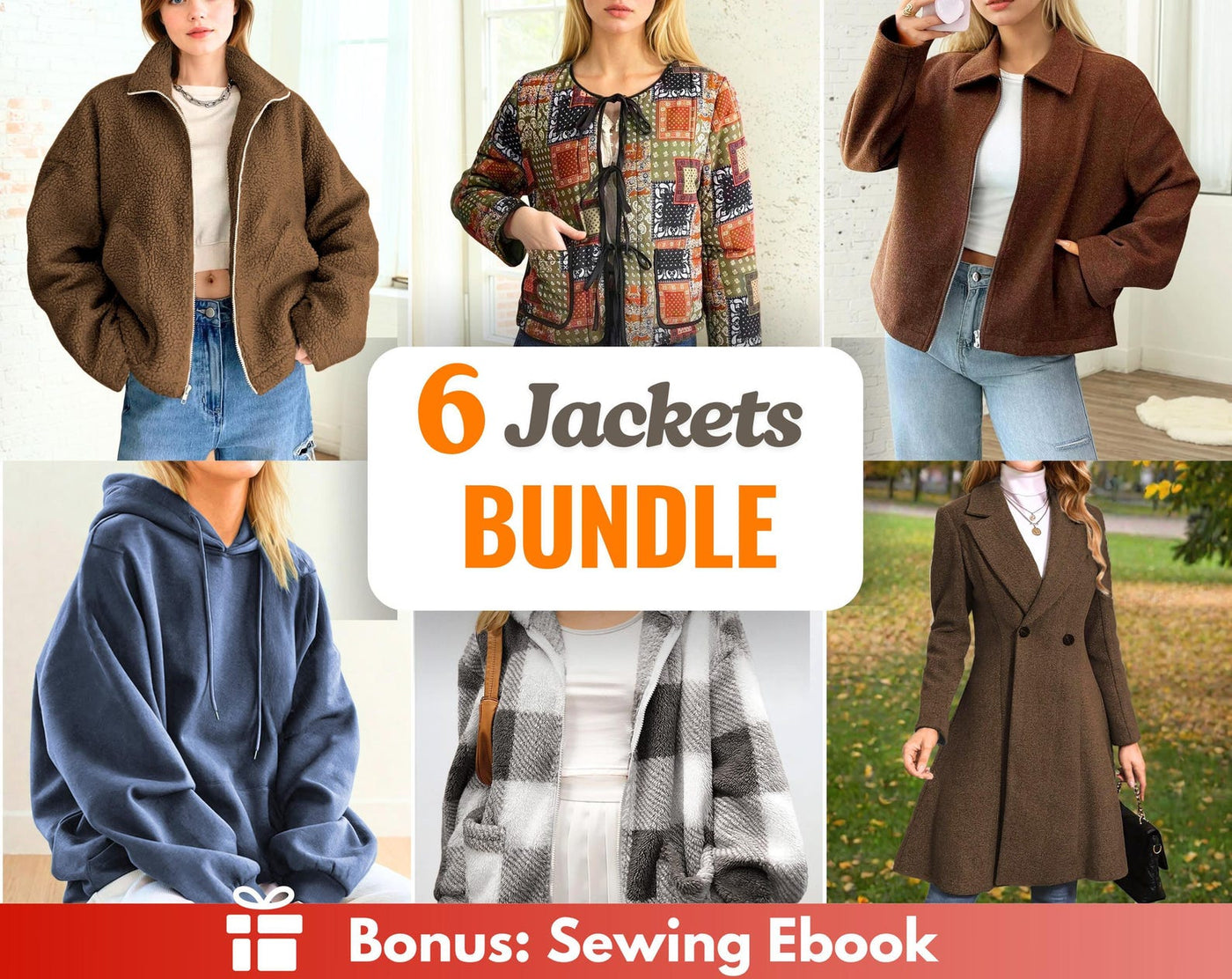 Jackets Sewing Patterns Bundle | Women Sewing Patterns | Coat Sewing Pattern | Jacket Pattern | Quilted Jacket | Coat
