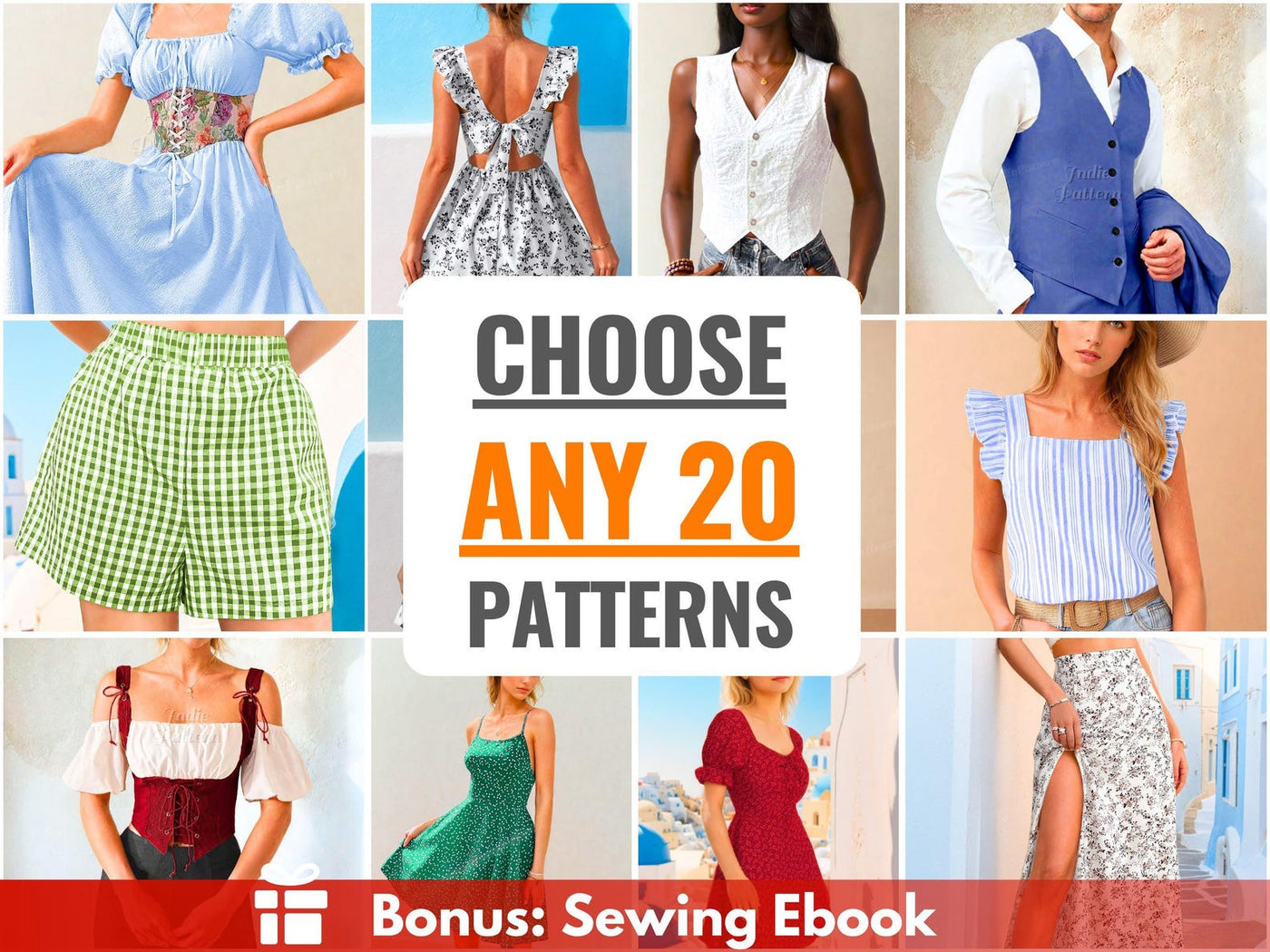 Sewing Patterns Bundle | Choose Any 20 Patterns! Women Sewing Patterns, Men Patterns, Beginner Sewing Patterns, Dress