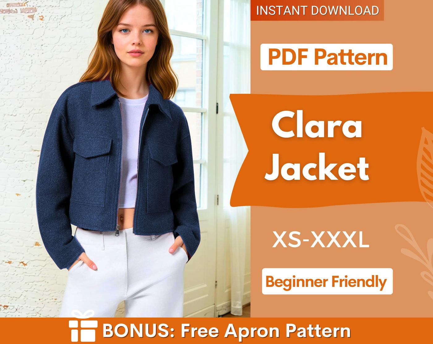 Jacket Sewin Pattern, Zip Up Jacket Pattern, Women Jacket Sewing Pattern, Crop Jacket, Short Jacket, Women Pattern Zipper