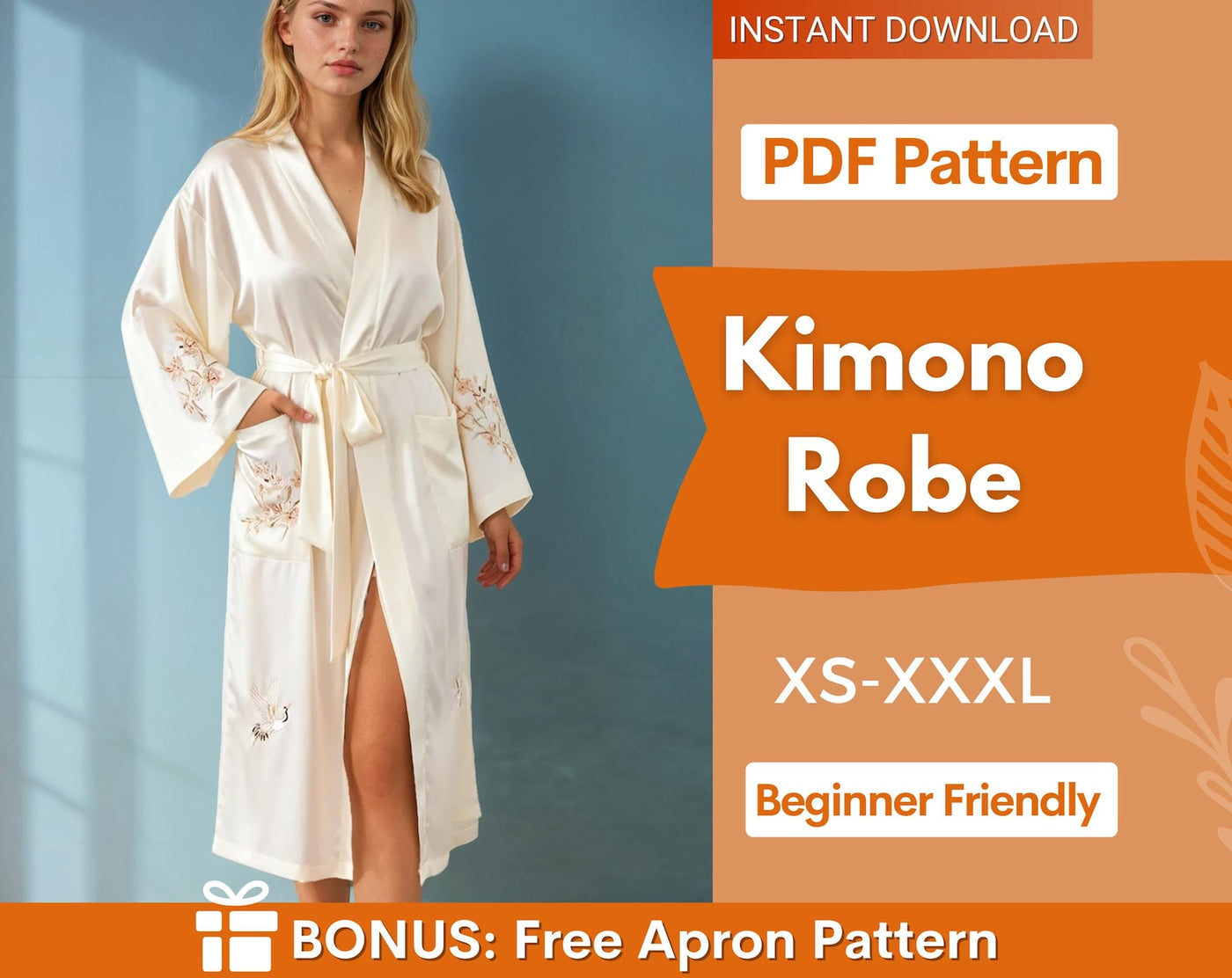 Kimono Sewing Pattern, Women Robe Beginner Pattern, Kimono Pattern Women, Beach Cover Pattern, Bathrobe Pattern, Women Sewing