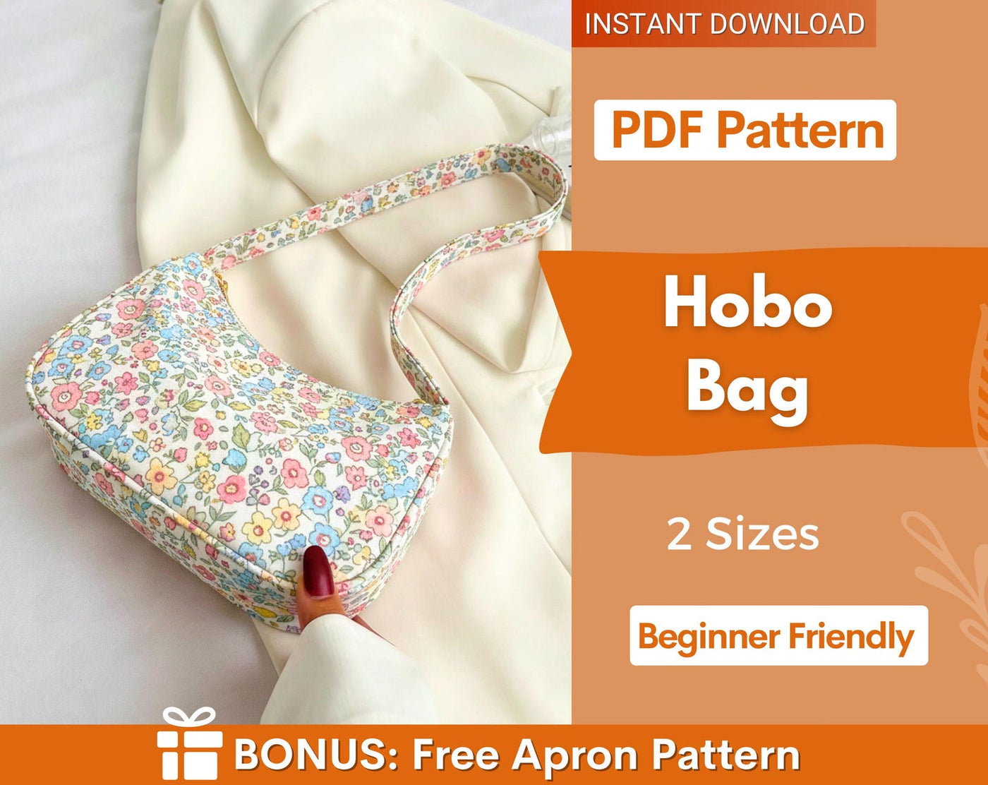 Hobo Bag Sewing Pattern | Shoulder Bag Pattern | Crossbody Bag Sewing Pattern | Shoulder Bag | Women Bag Pattern | Beginner