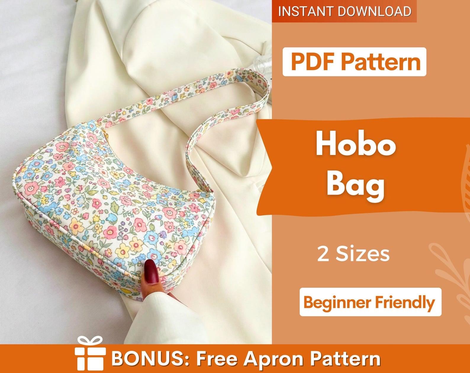 Hobo Bag Sewing Pattern | Shoulder Bag Pattern | Crossbody Bag Sewing Pattern | Shoulder Bag | Women Bag Pattern | Beginner