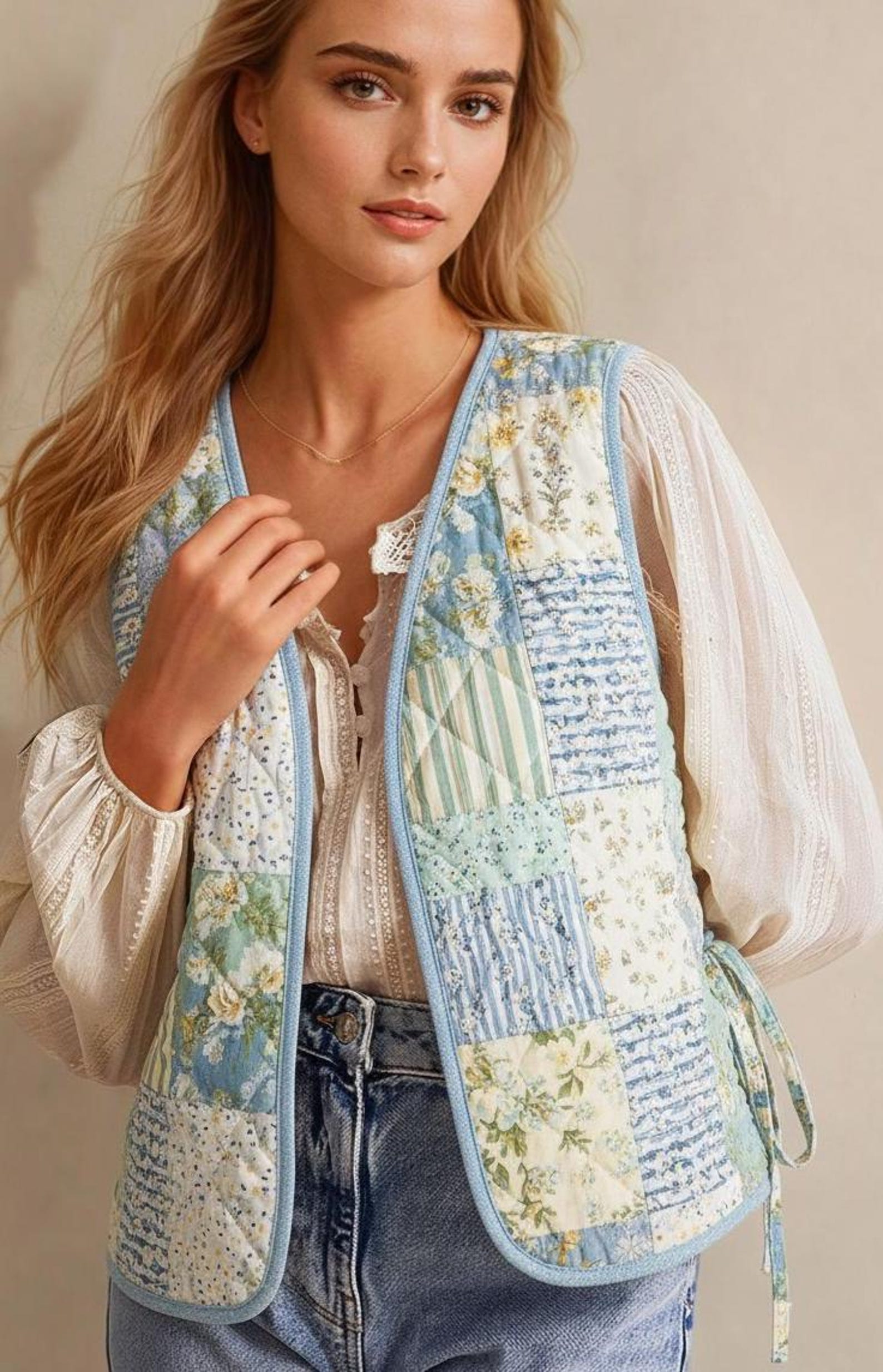 Quilted Vest Sewing Pattern | Side Tie Vest Pattern | Tie Top sewing pattern | Women Sewing Patterns | Quilted Vest | Tie