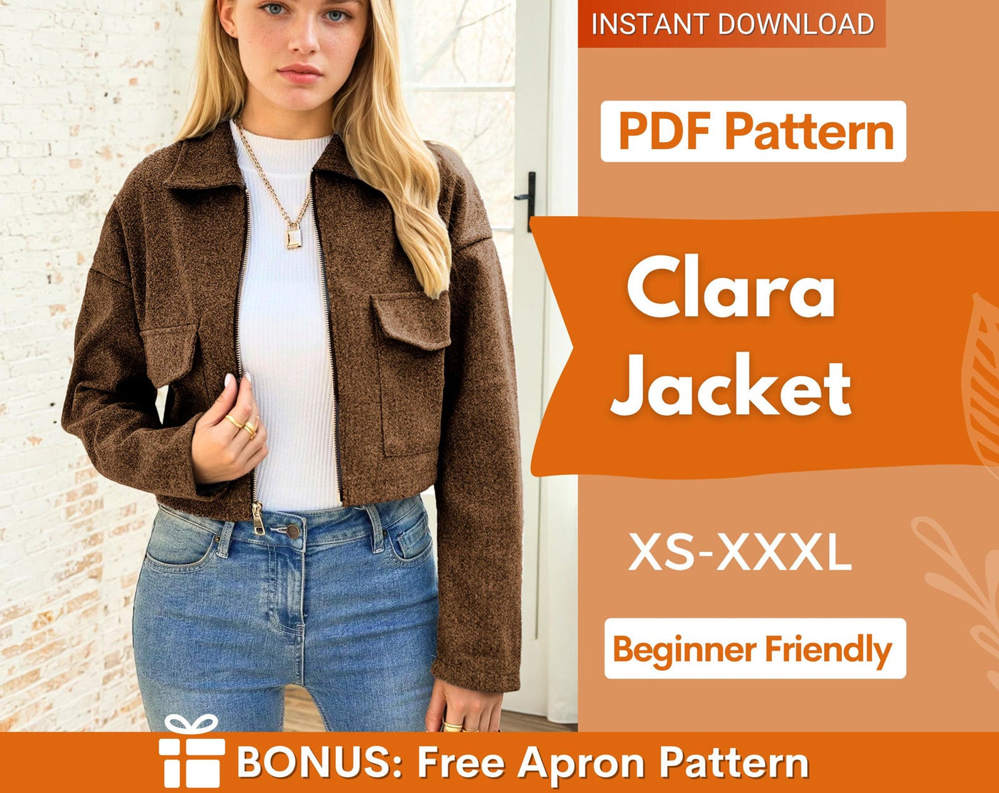 Jacket Sewing Pattern, Zip Up Jacket Pattern, Women Jacket Sewing Pattern, Crop Jacket, Short Jacket, Women Pattern Zipper
