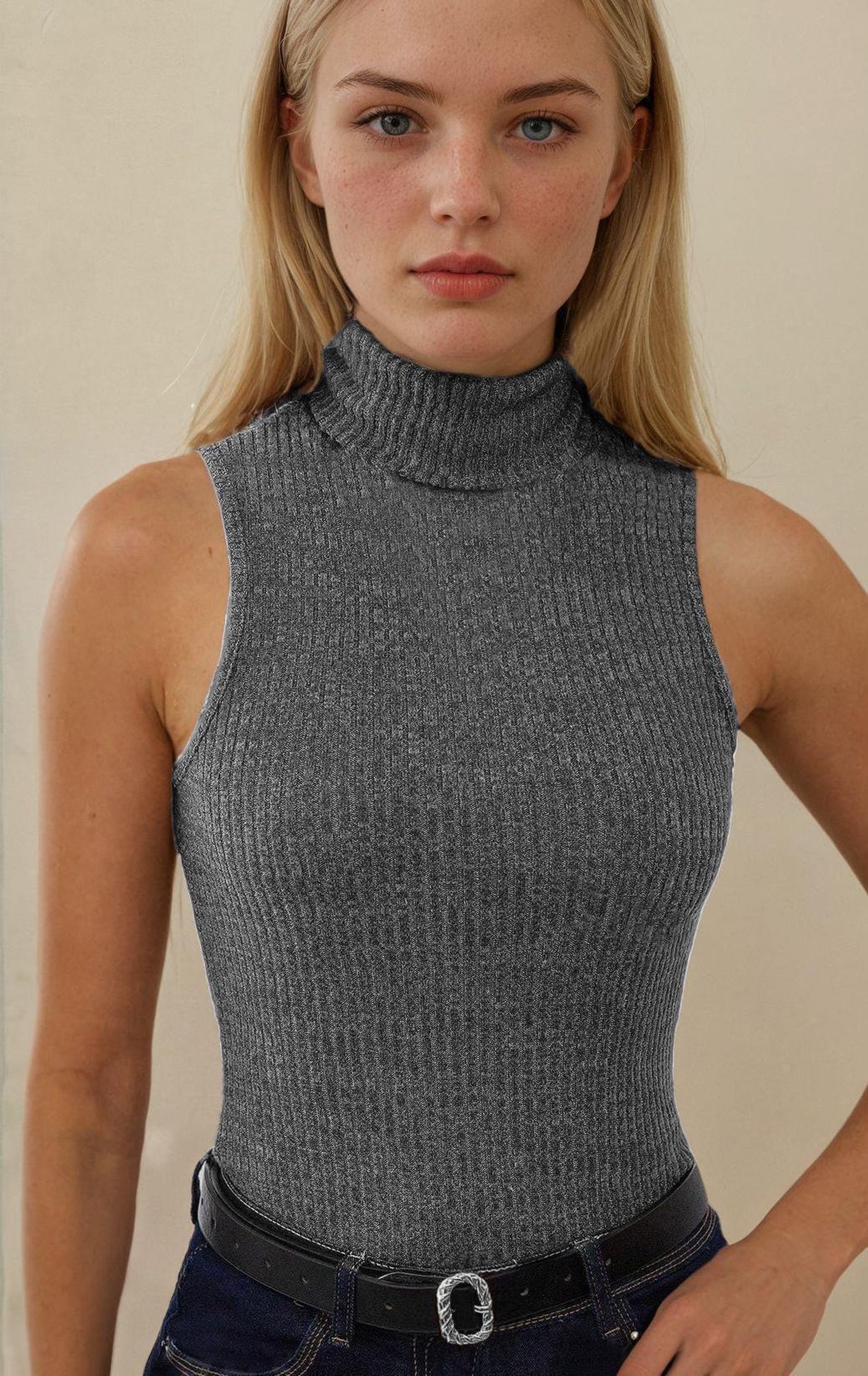 Tank Top Sewing Pattern | Mock Neck Top Pattern | Women Sewing Pattern Top | Turtleneck Top Pattern | Women Patterns | Fitted