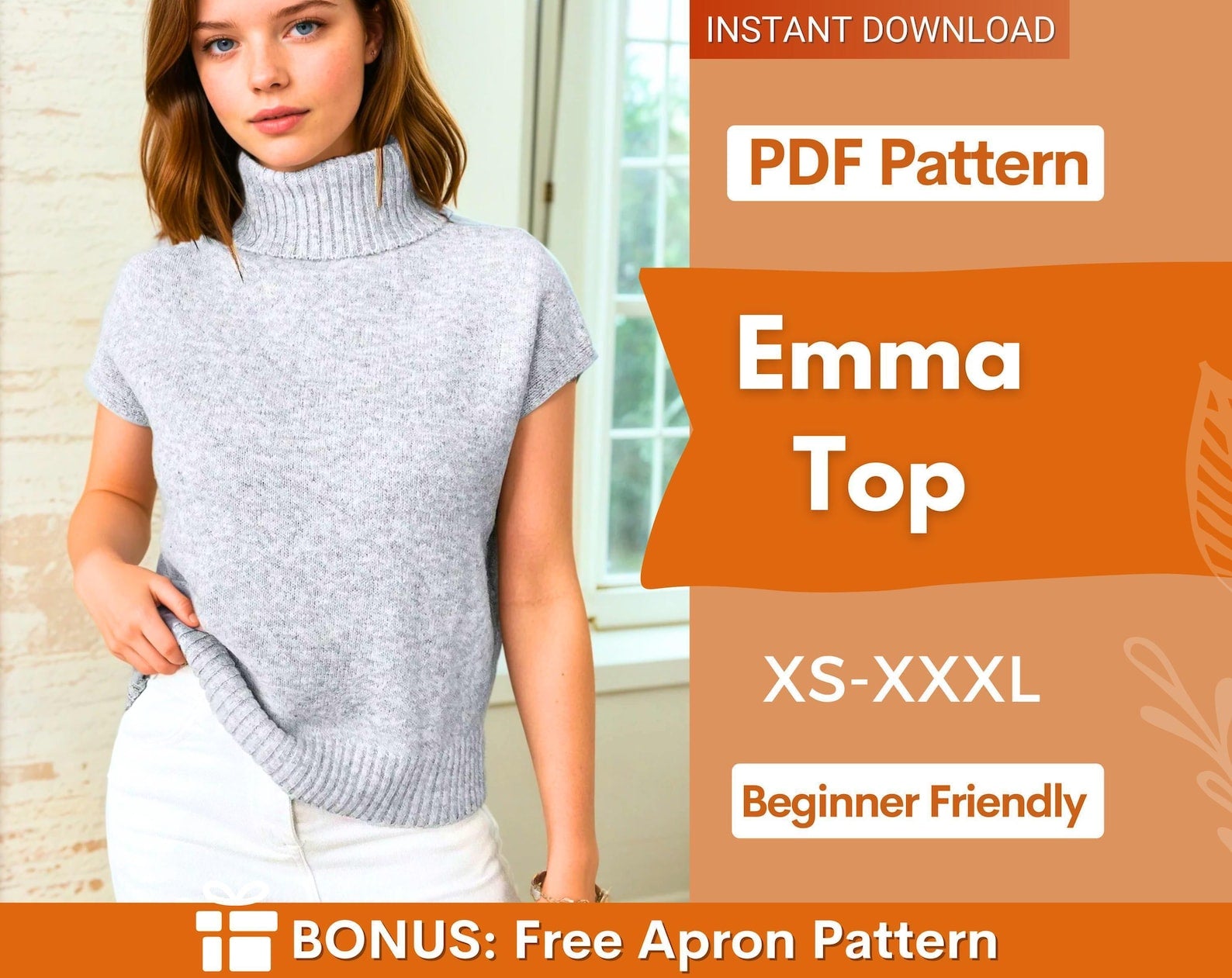Top Sewing Pattern | Mock Neck Top | Turtleneck Top Pattern | Sewing Patterns | Women Sewing Pattern | Beginner Pattern Top |