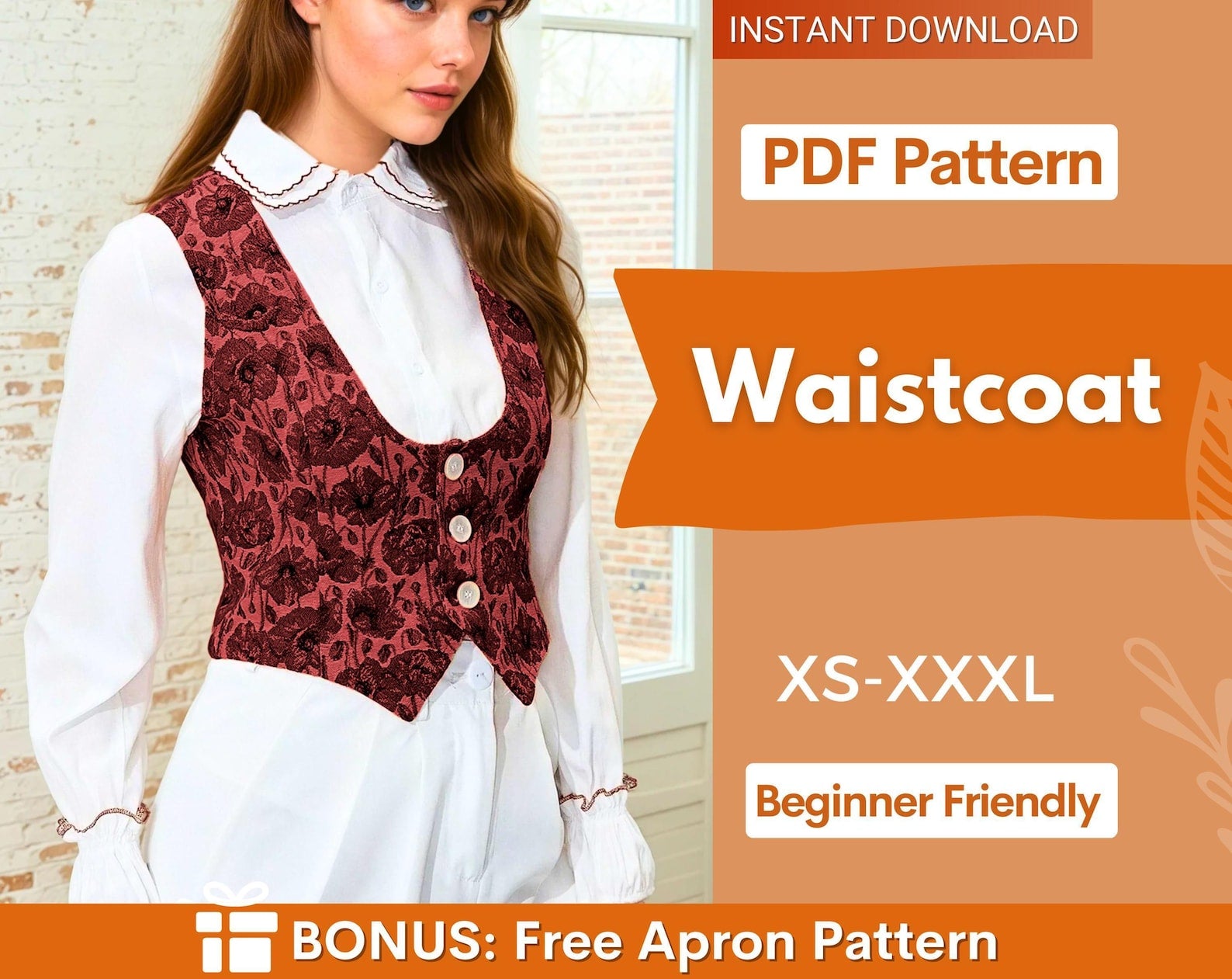 Waistcoat Pattern, Vest Sewing Pattern, Women Sewing Pattern, Sewing Patterns, Women Vest Waistcoat Pattern, Beginner pattern