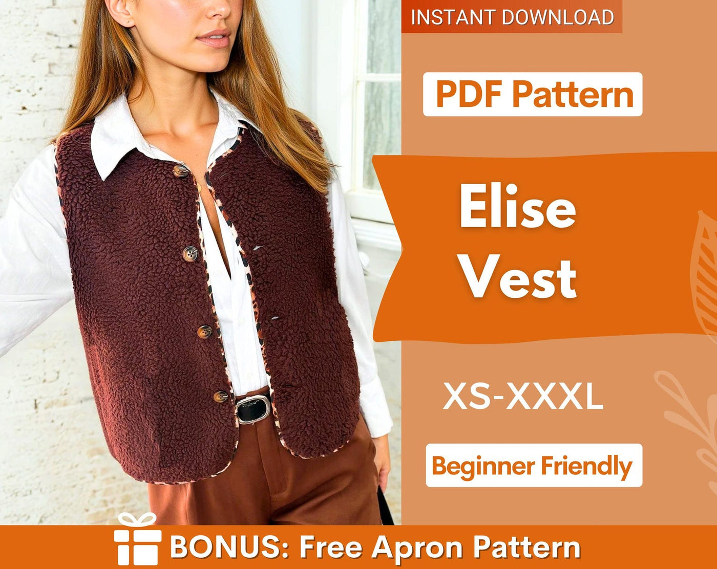 Vest Sewing Pattern for Women | Button Up Top Pattern | Vest Pattern | Top sewing pattern | Women Sewing Patterns | Teddy
