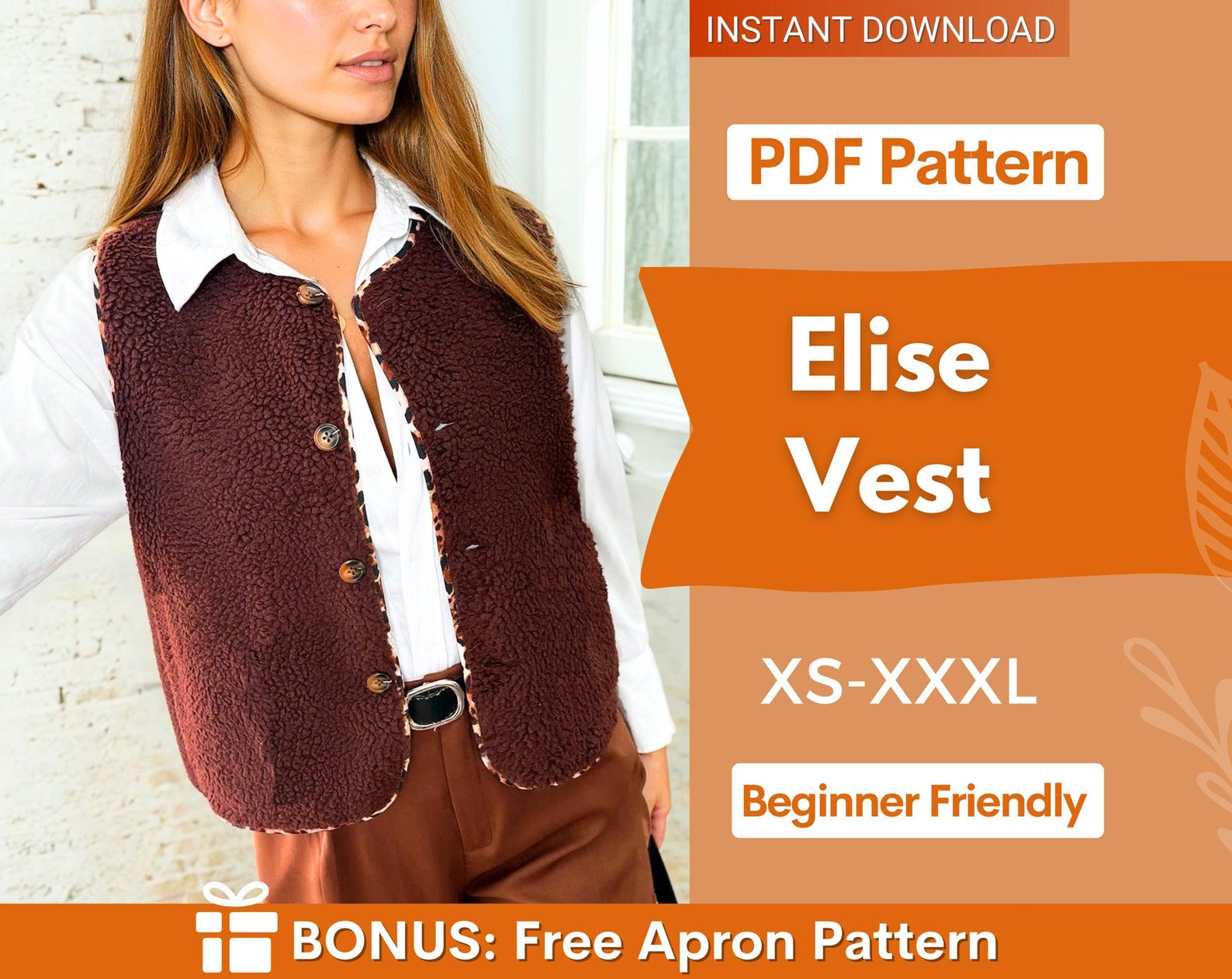 Vest Sewing Pattern for Women | Button Up Top Pattern | Vest Pattern | Top sewing pattern | Women Sewing Patterns | Teddy