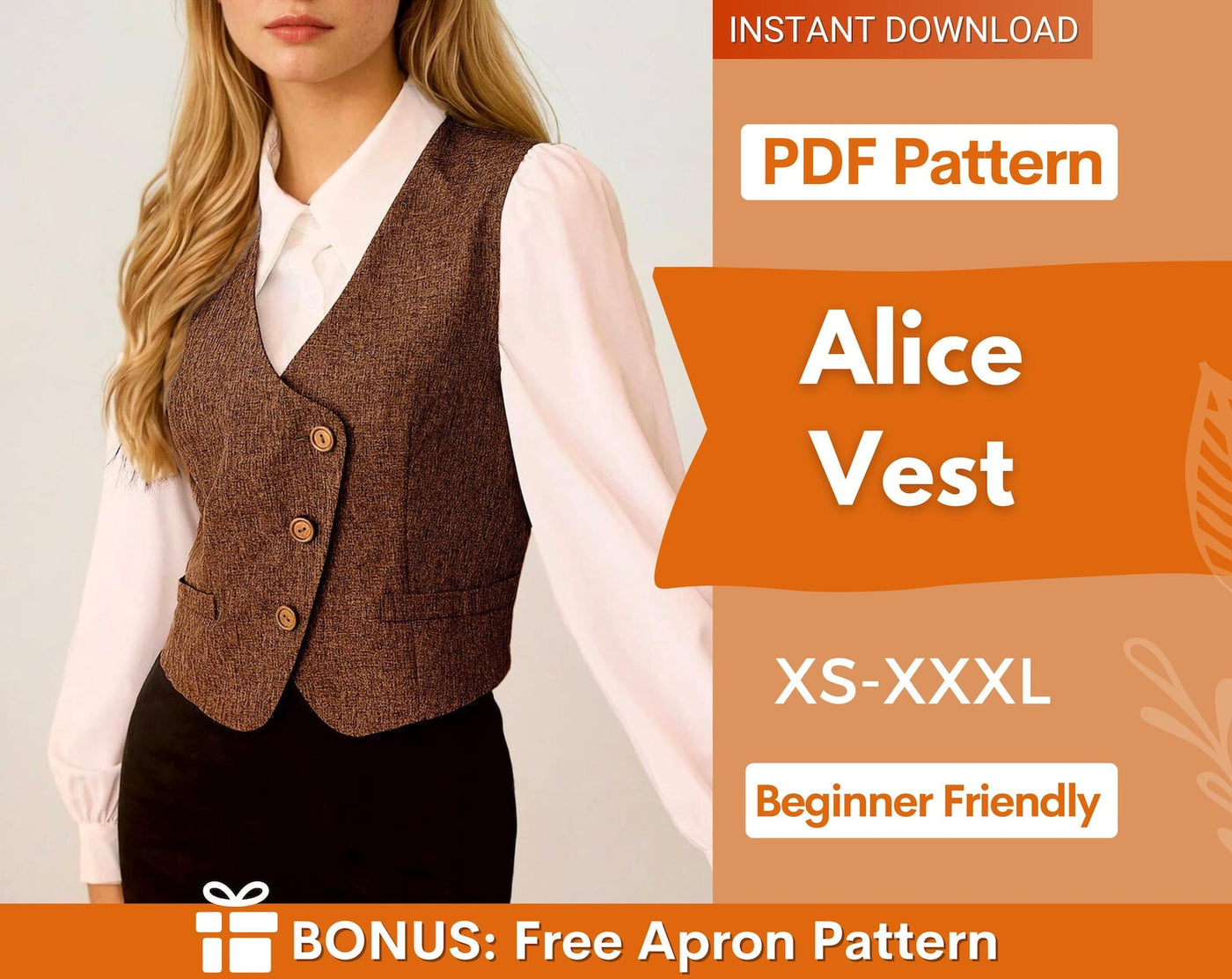 Women Vest Sewing Pattern, Waistcoat Pattern, Sewing Patterns, Women Pattern, Vest pattern, Top Sewing Pattern for Women
