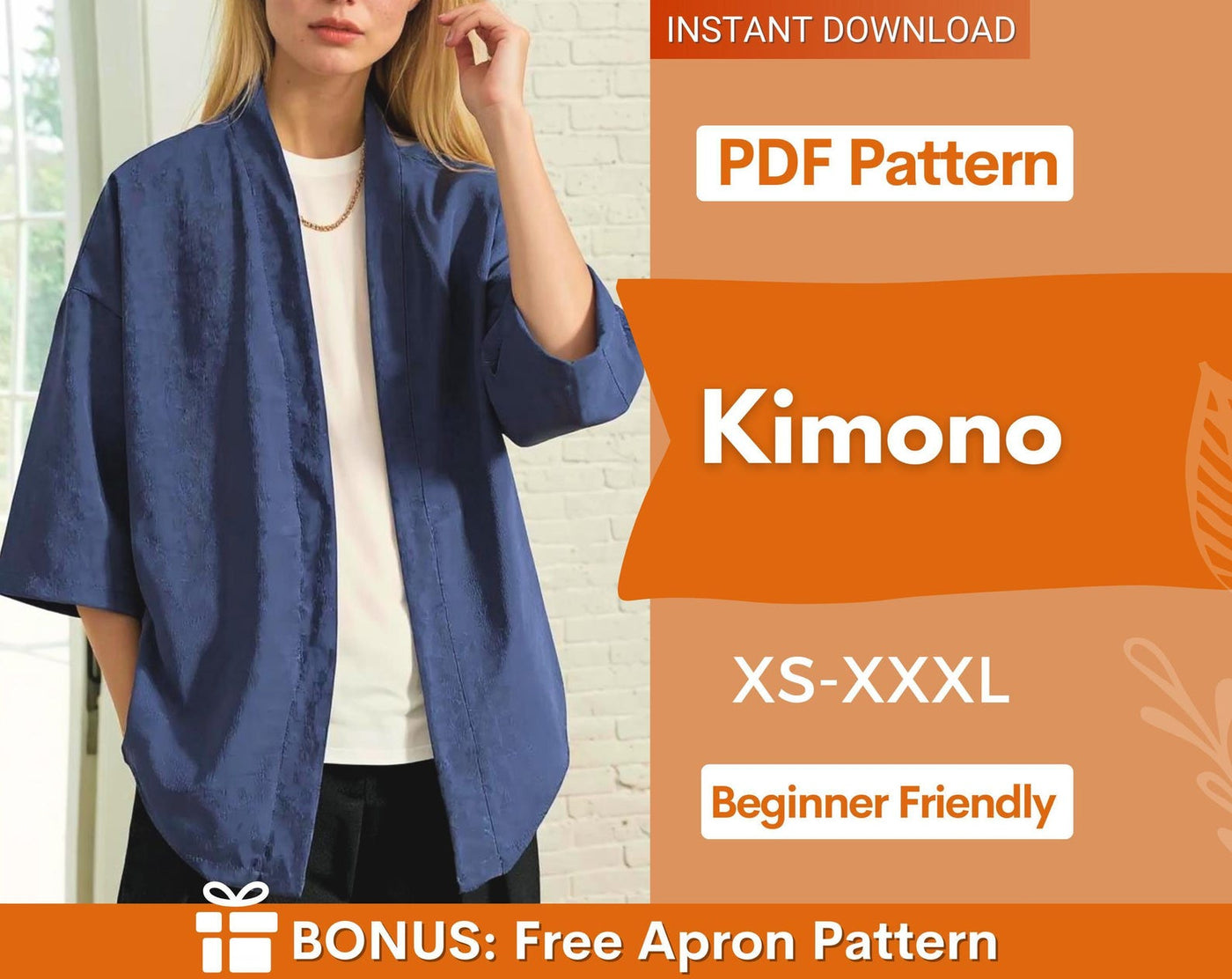 Women Kimono Sewing Pattern, Short Kimono Pattern for Women, Kimono Pattern, Sewing Pattern for Women, Women Shirt Pattern