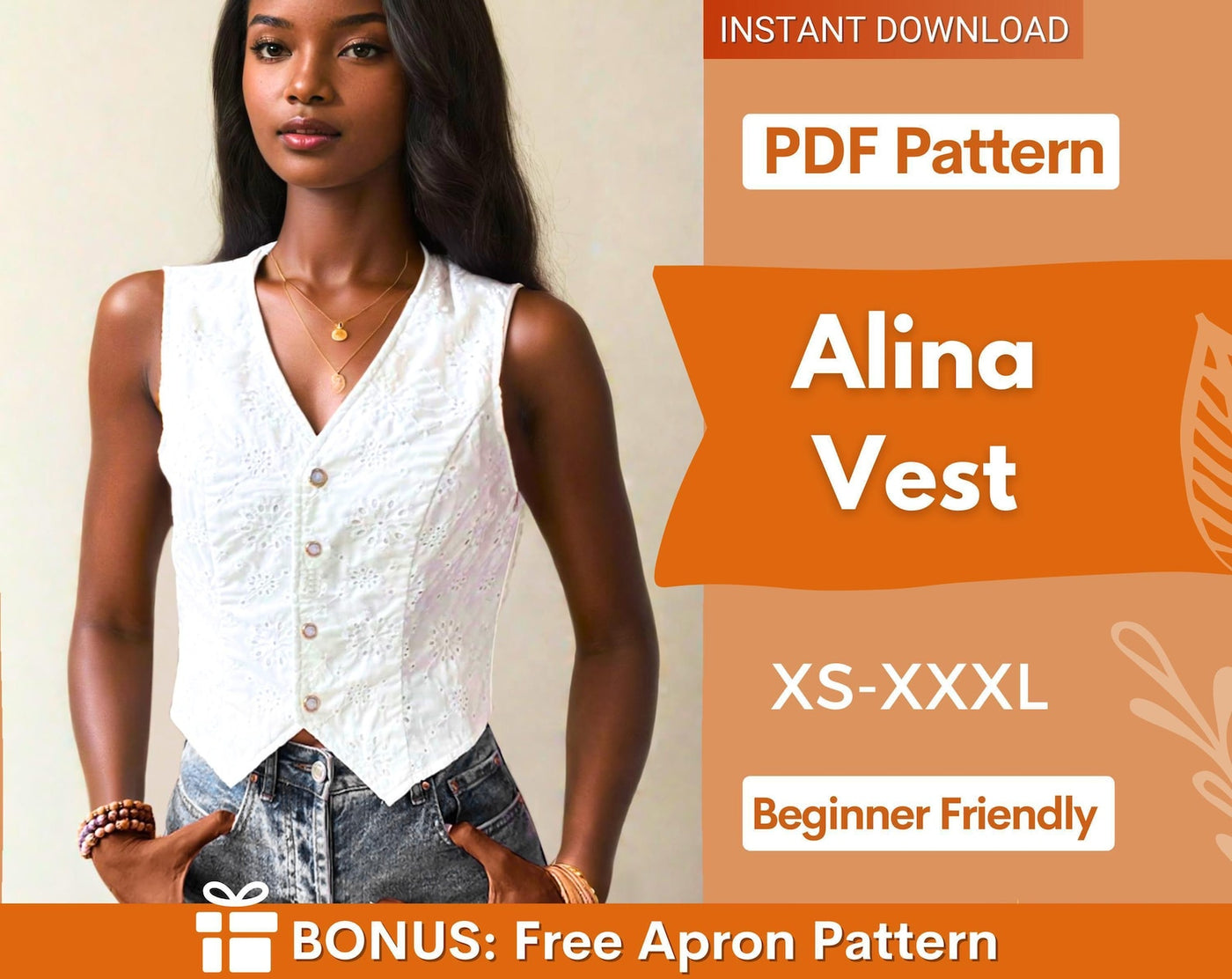 Vest Pattern, Waistcoat Pattern, Sewing Patterns, Women Vest Sewing Pattern, Button Top, Top Sewing Pattern for Women, Women
