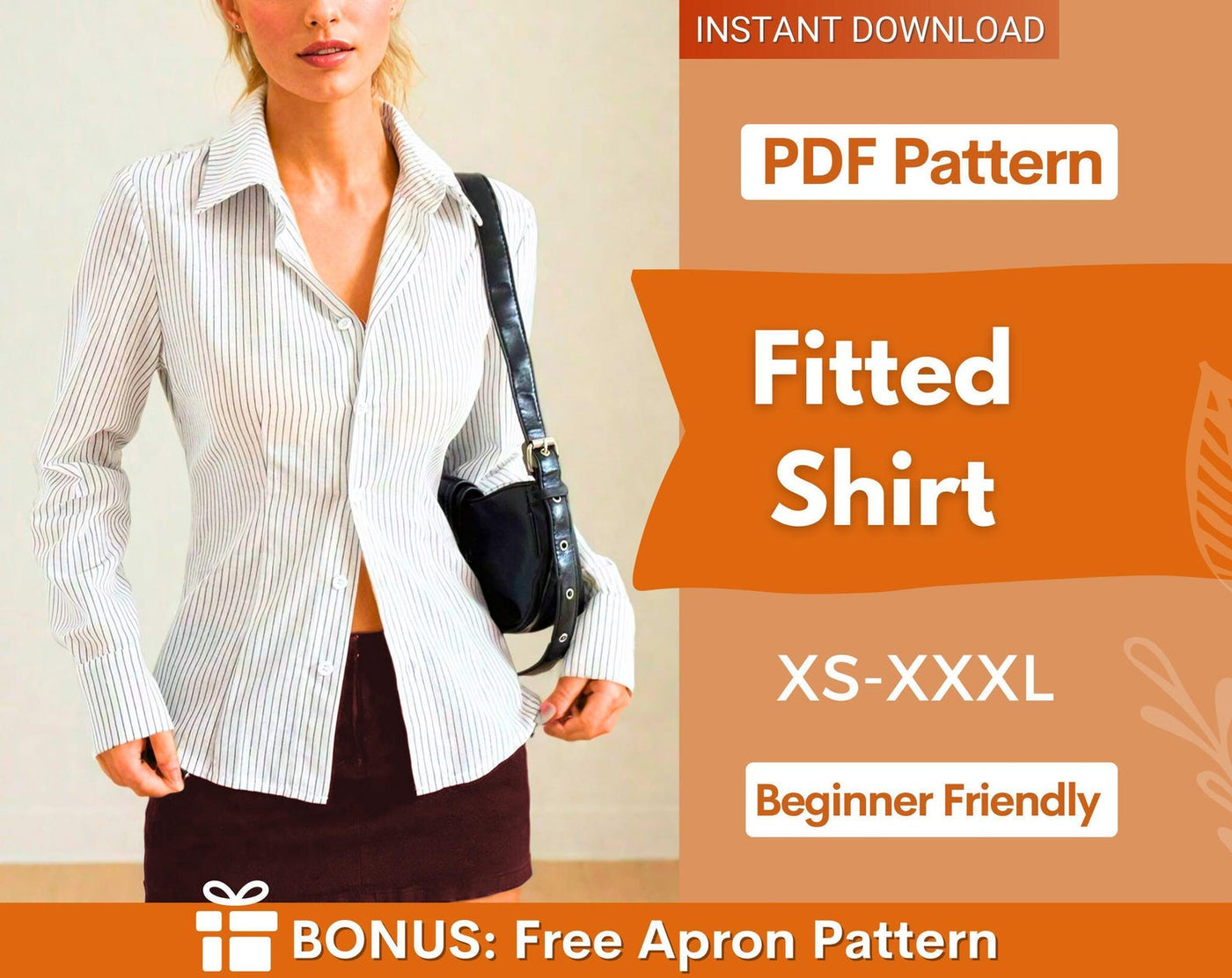 Fitted Shirt Pattern for Women, Shirt Sewing Pattern, Button Up Shirt Pattern, Sewing Patterns, Sewing patterns for Women